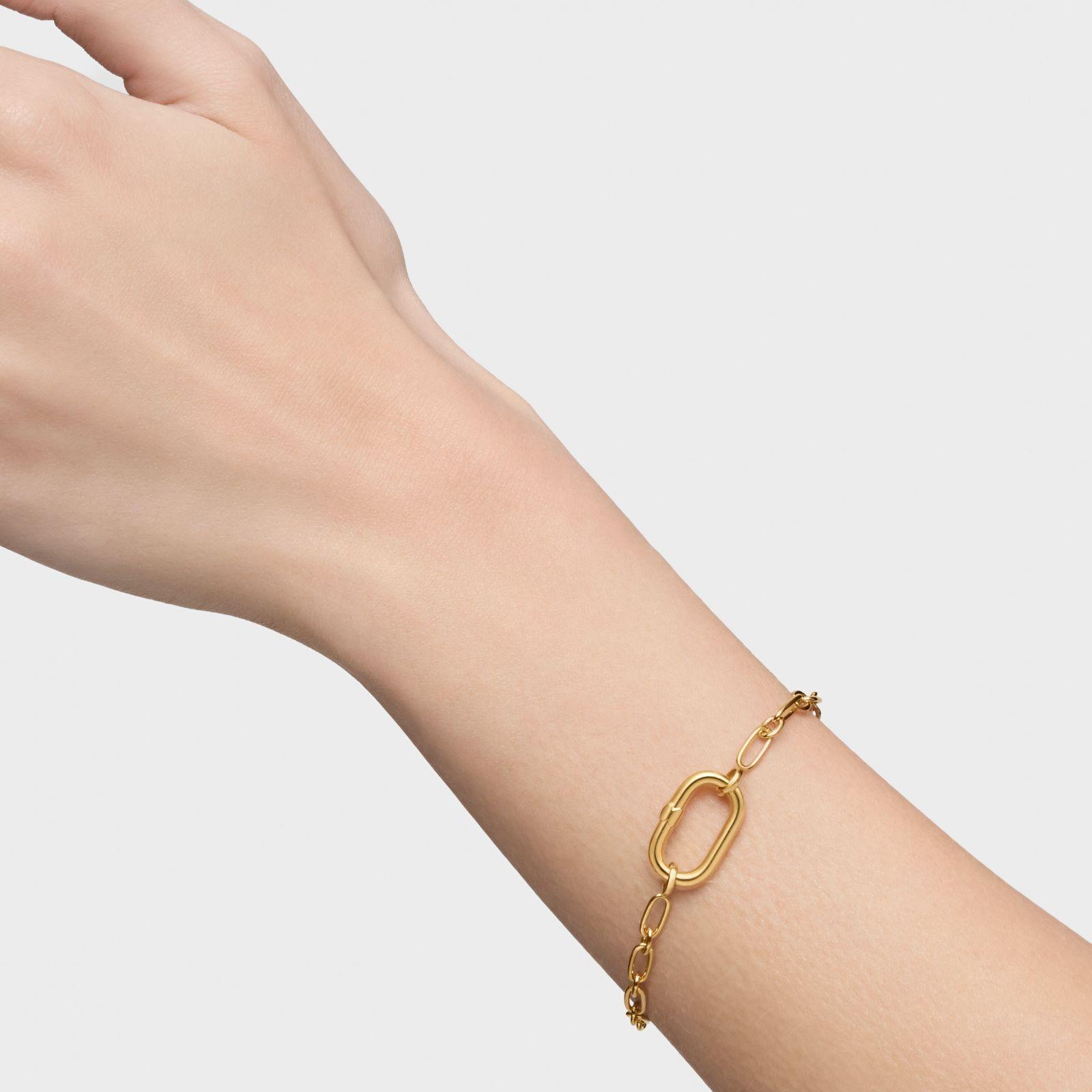 Pulsera cadena oro 18 kt sobre plata con anilla Hold Oval-6
