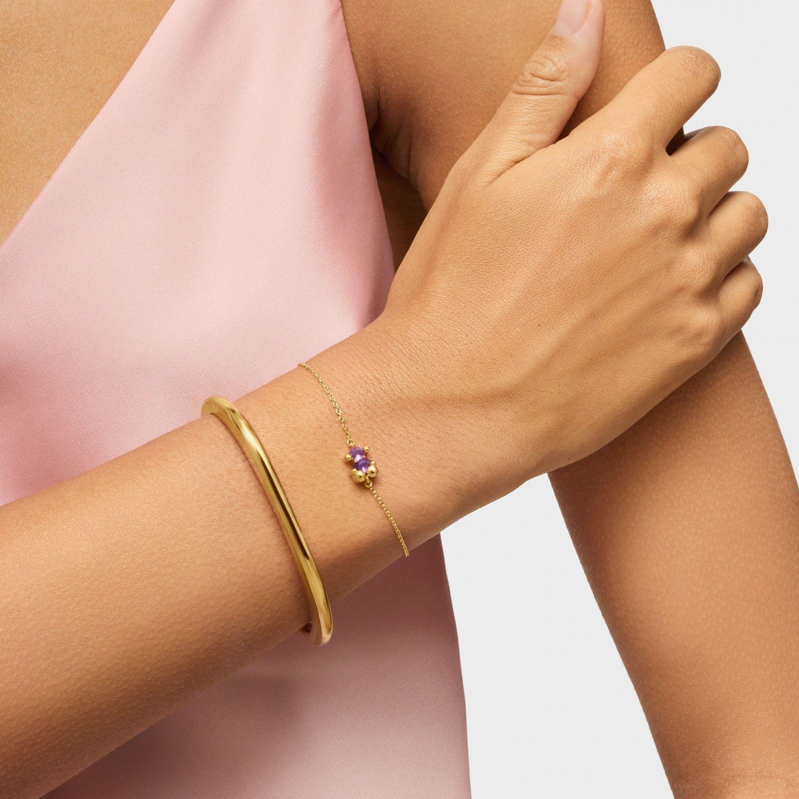 Pulsera cadena oso oro 18 kt sobre plata y zafiro lila LGG-4