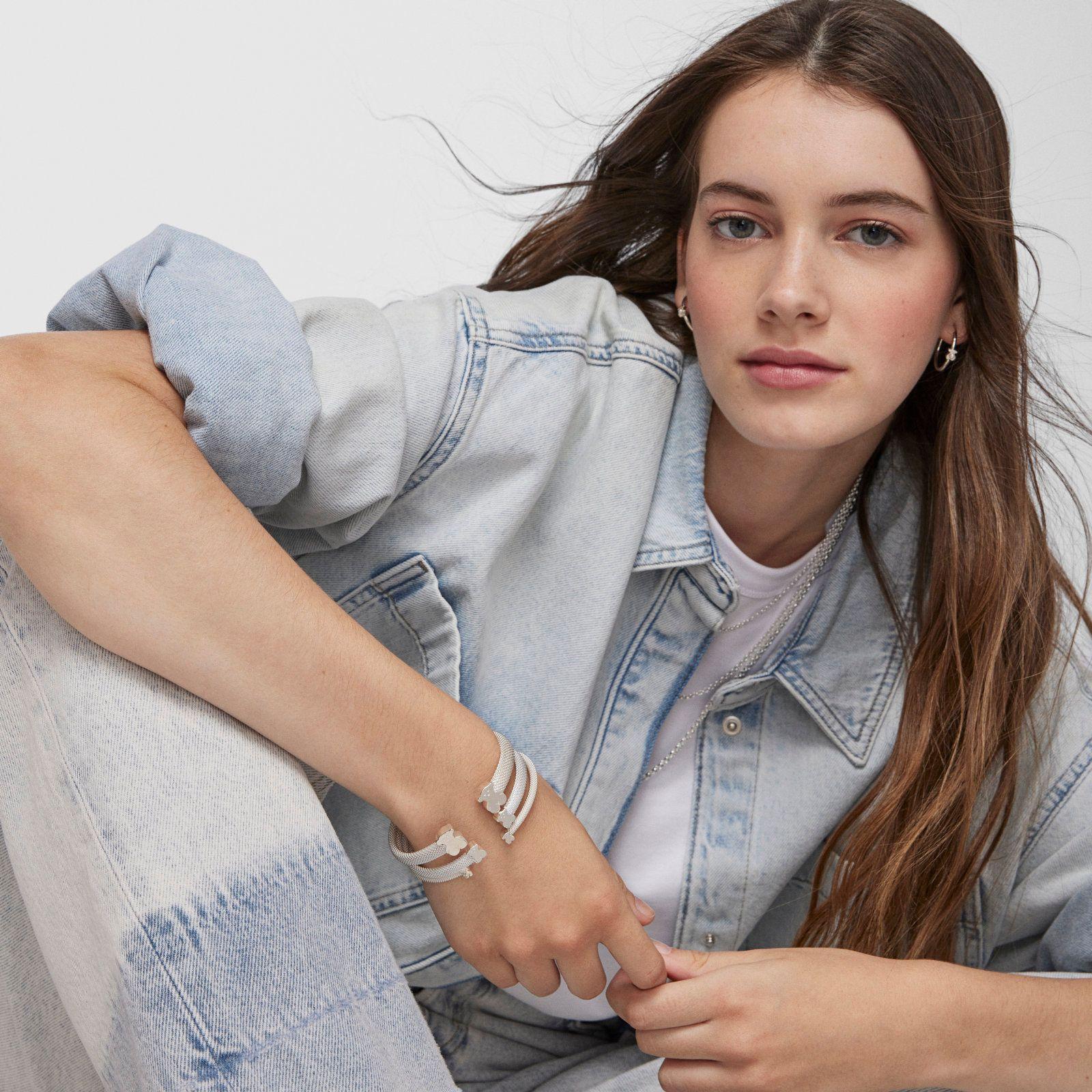 Esclava Mesh de Plata 5x3-5