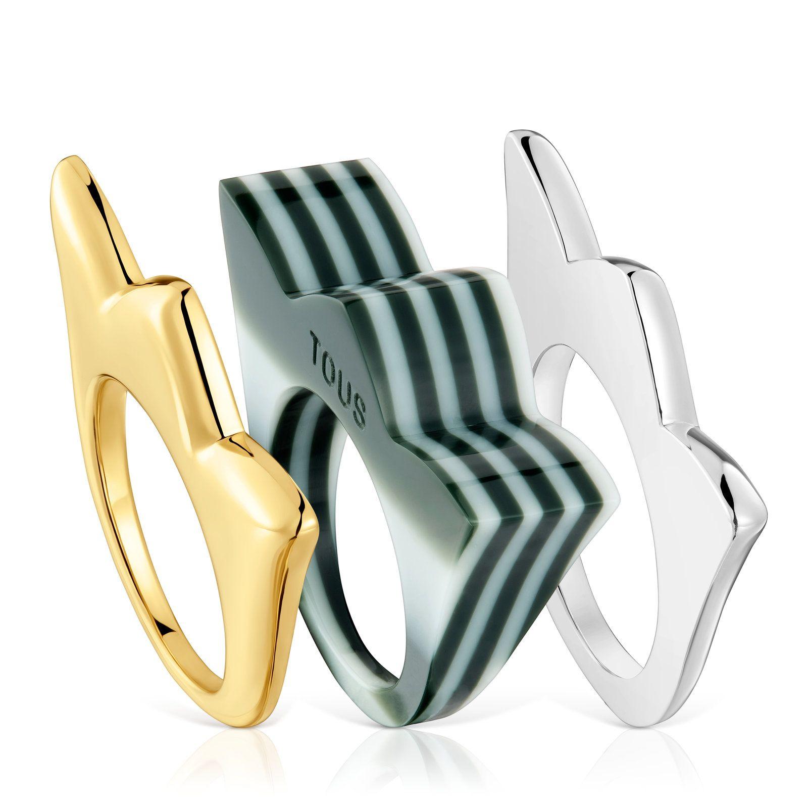 Pack anillos grandes tulipa bicolor y acetato My Other Half-0
