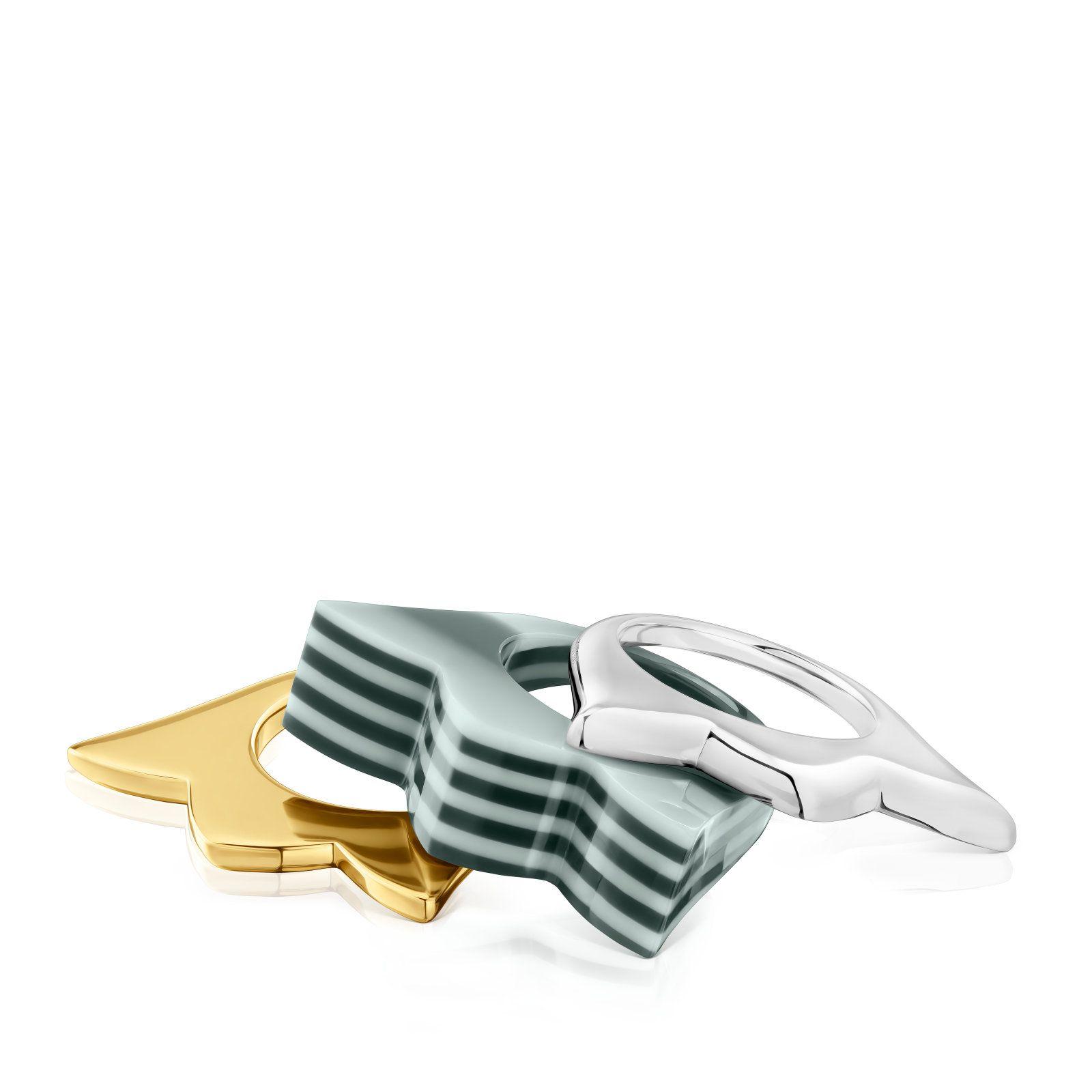 Pack anillos grandes tulipa bicolor y acetato My Other Half-1