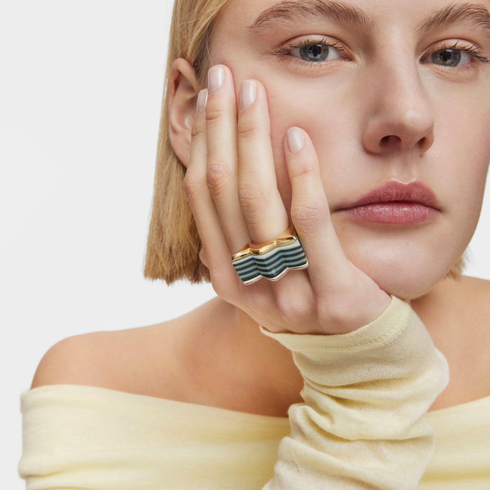 Pack anillos grandes tulipa bicolor y acetato My Other Half-3