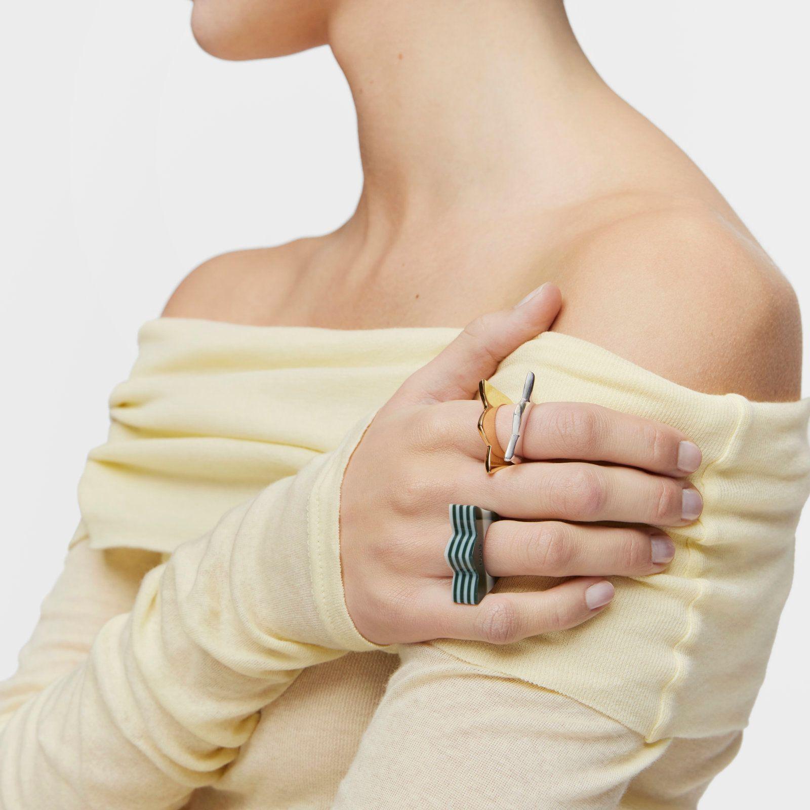 Pack anillos grandes tulipa bicolor y acetato My Other Half-4