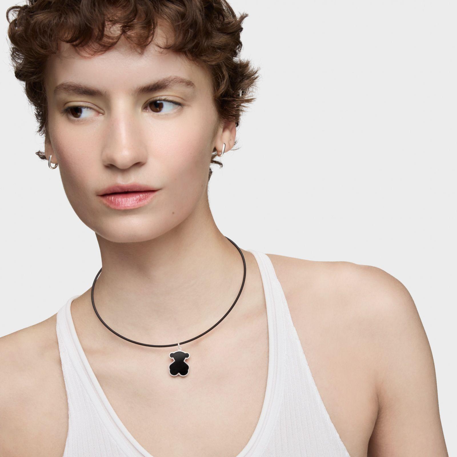 Colgante de plata y metacrilato negro Galaxy-3