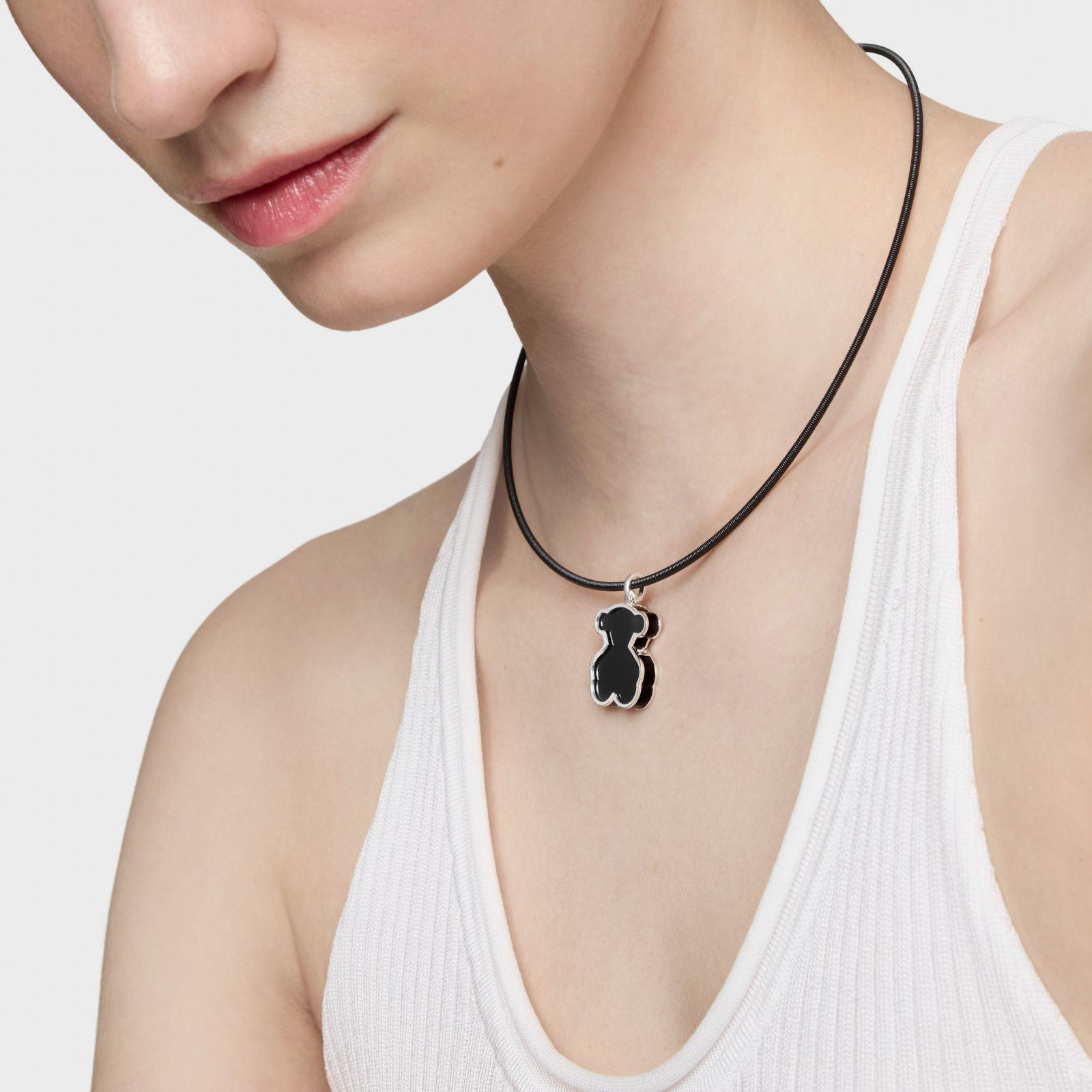 Colgante de plata y metacrilato negro Galaxy-4