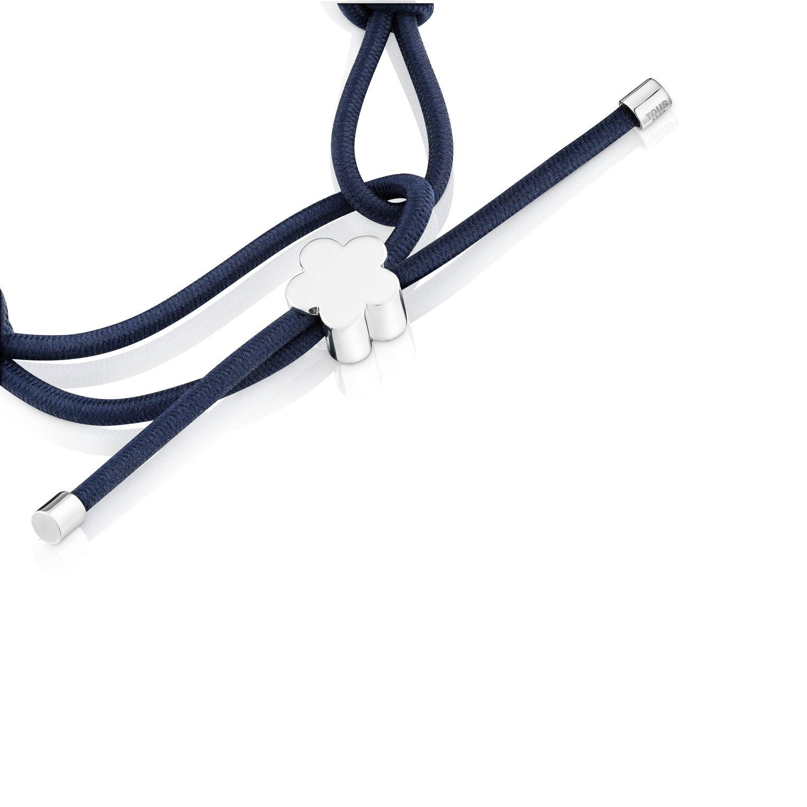 Pulsera elástica azul y flor de plata Sweet Dolls-2