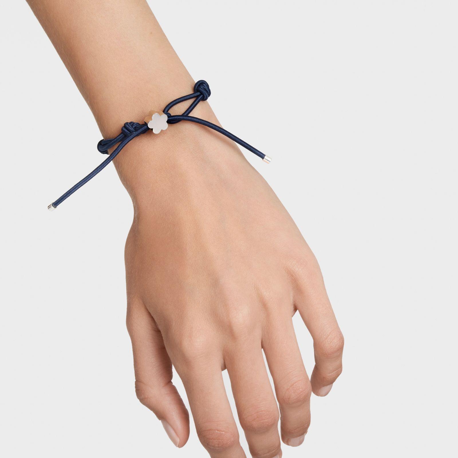 Pulsera elástica azul y flor de plata Sweet Dolls-6