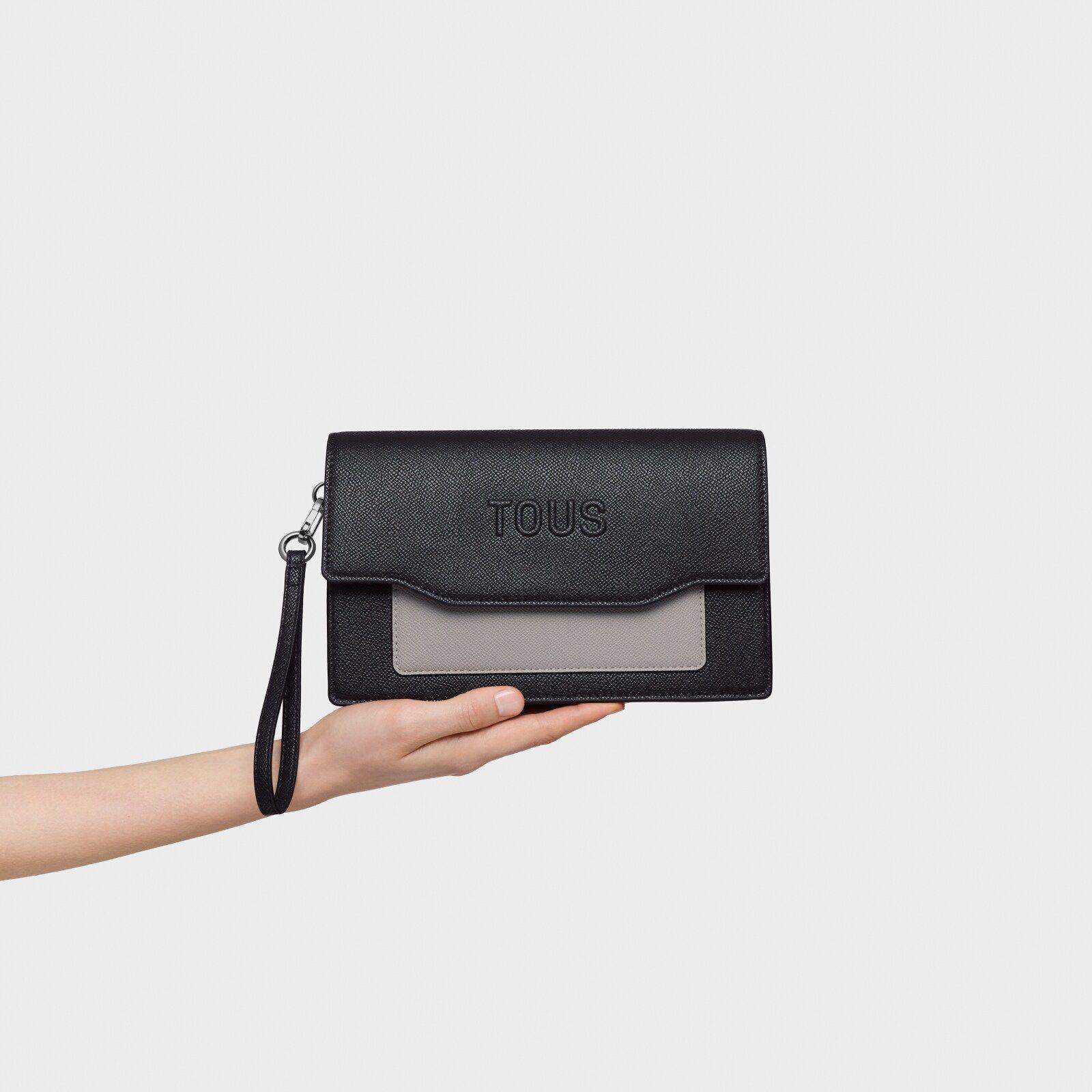Clutch negro y gris Audree Saffiano-2