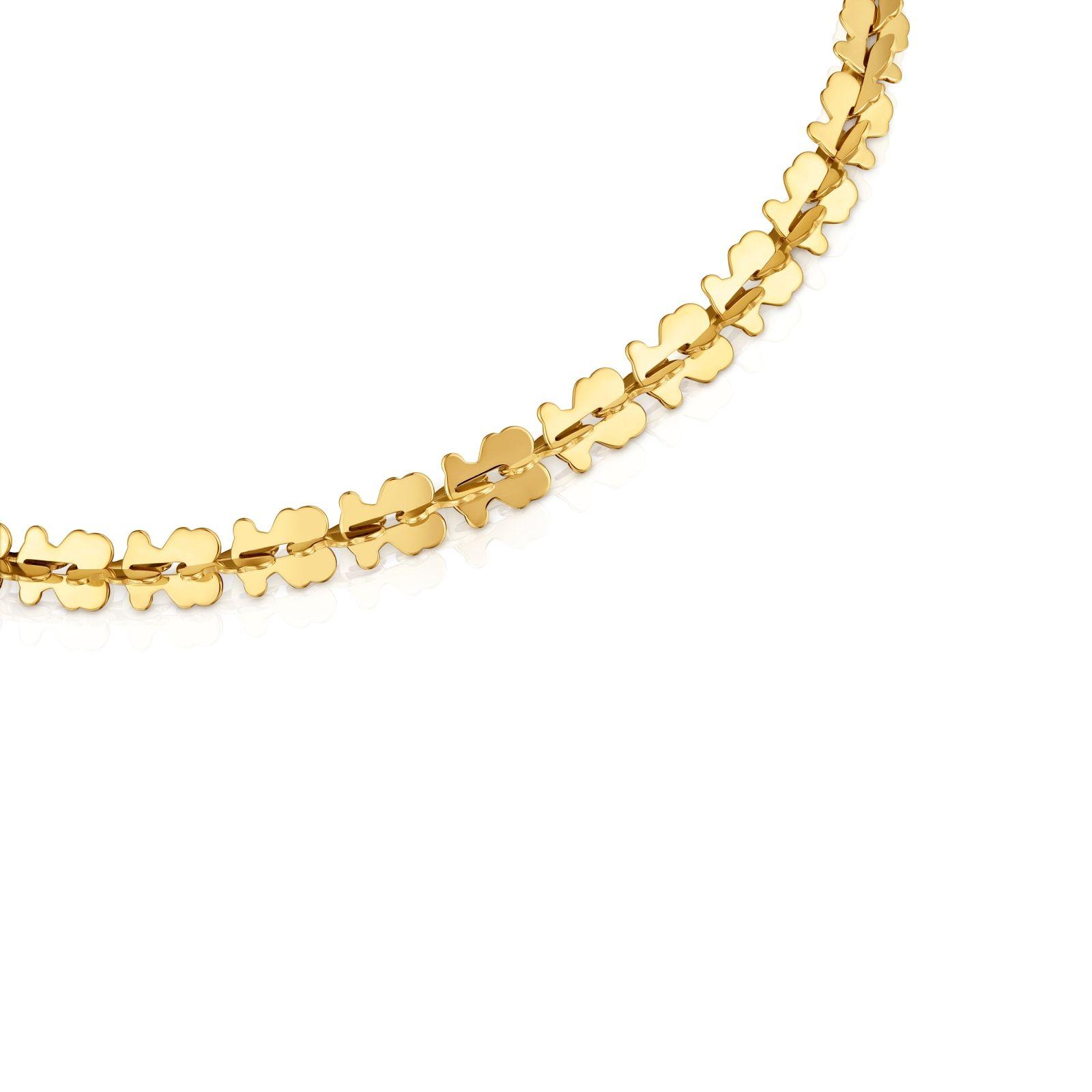 Collar corto de acero en color dorado con motivos oso Carrusel-2