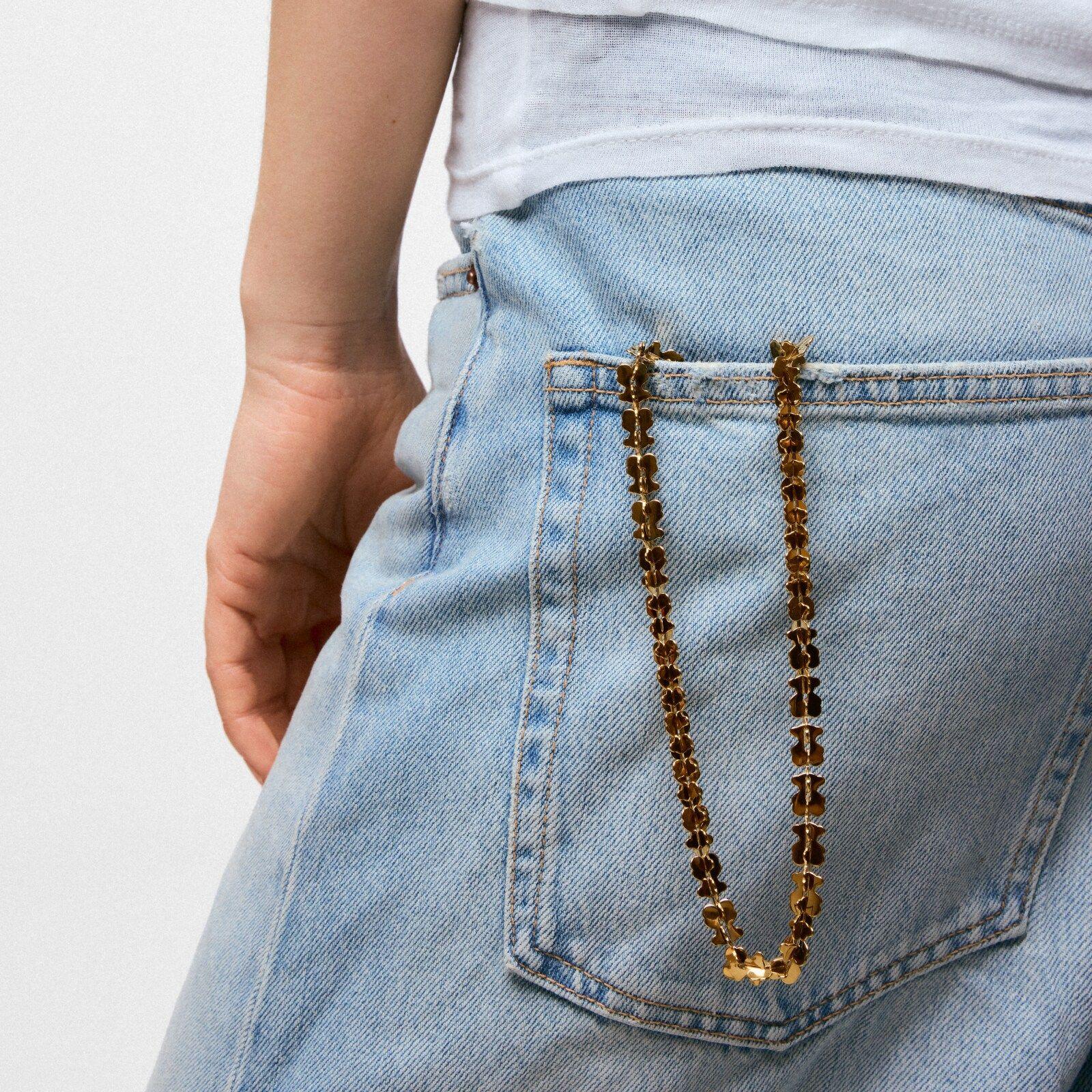 Collar corto de acero en color dorado con motivos oso Carrusel-5