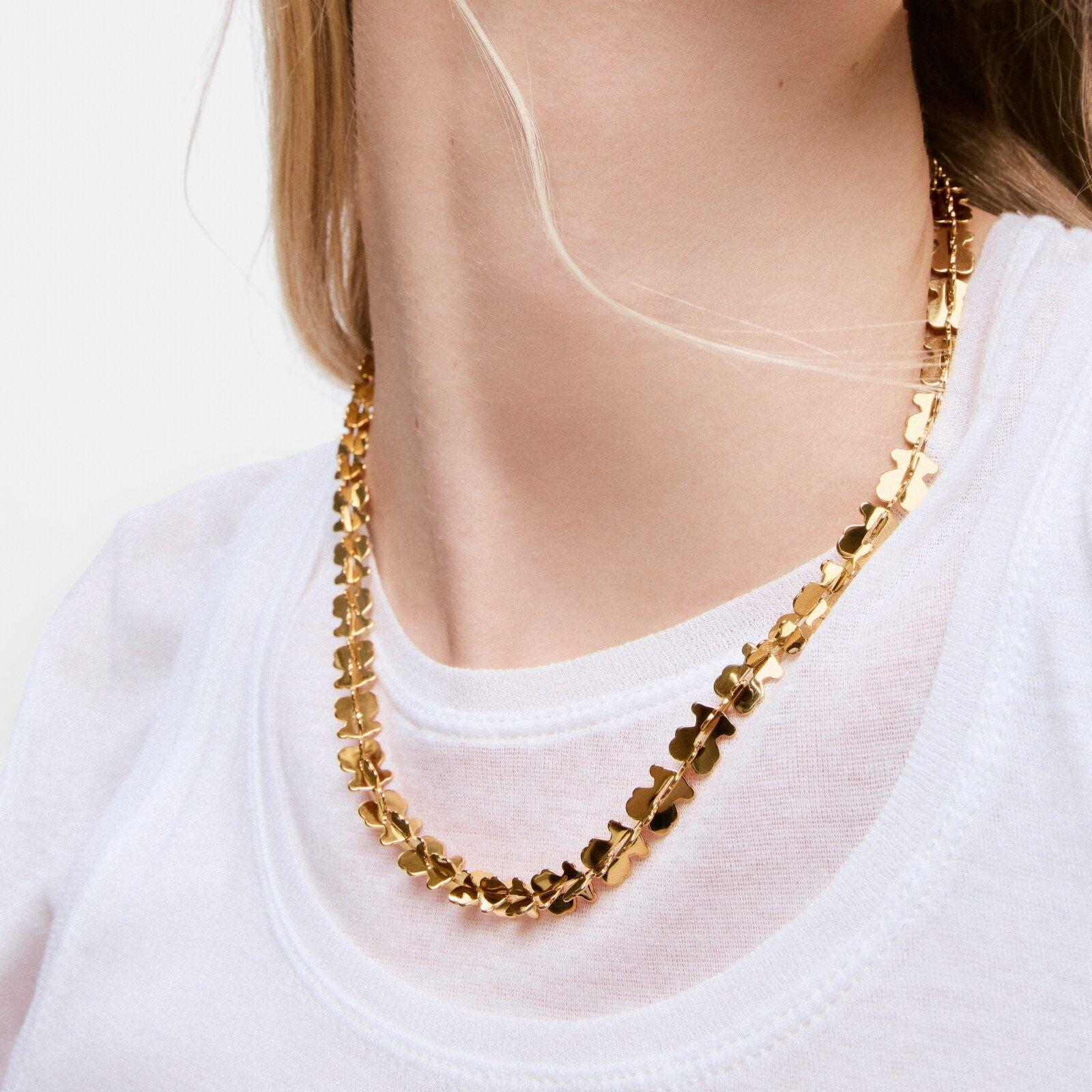 Collar corto de acero en color dorado con motivos oso Carrusel-6