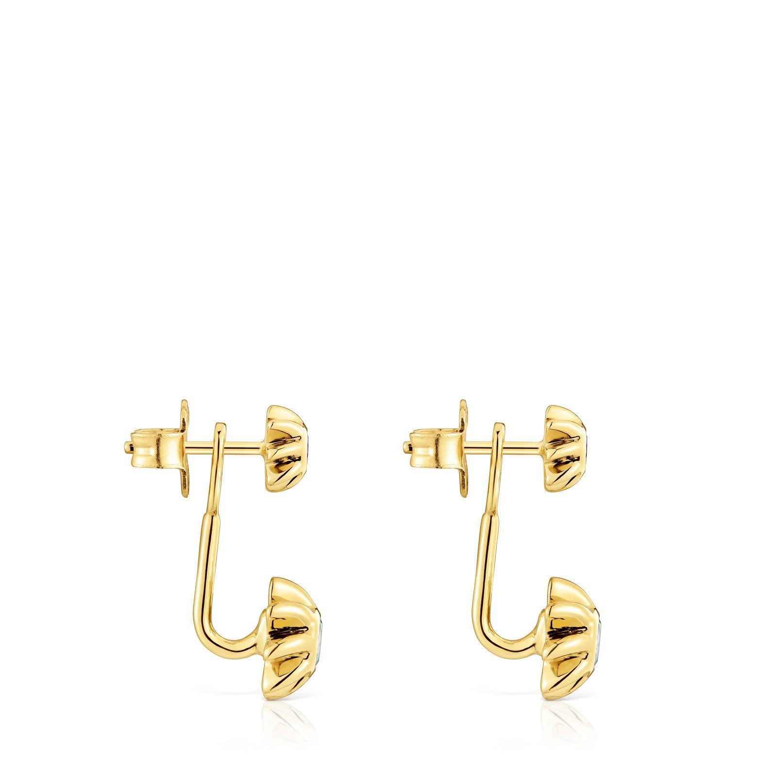 Aros largos dobles con baño de oro de 18 kt sobre plata-1