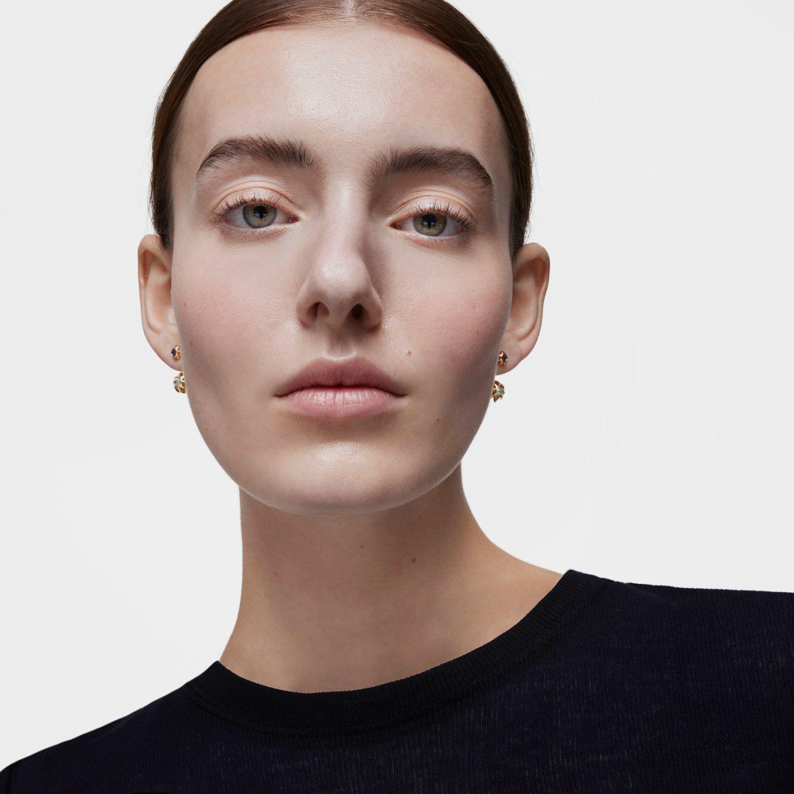 Aros largos dobles con baño de oro de 18 kt sobre plata-3