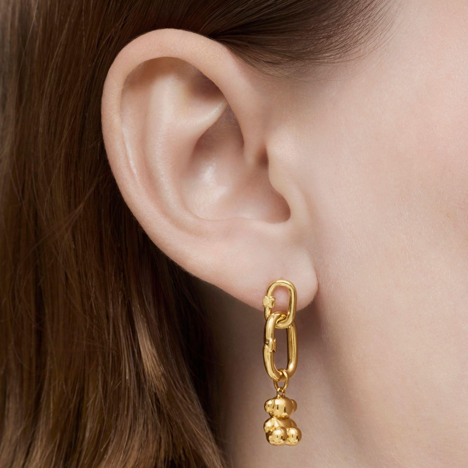 Pendientes pequeños de oro 10 mm Hold Oval-4
