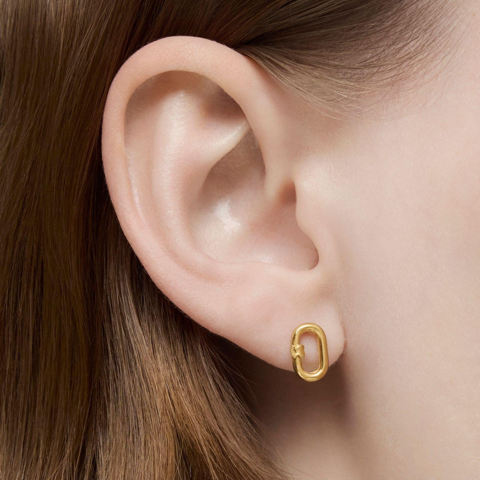 Pendientes pequeños de oro 10 mm Hold Oval-6