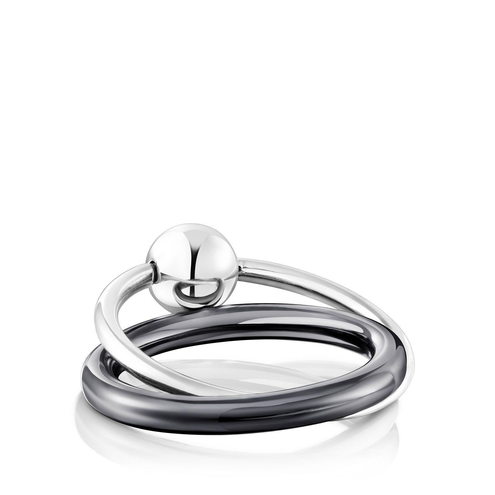 Anillo doble de plata y plata dark silver Plump Tous-2