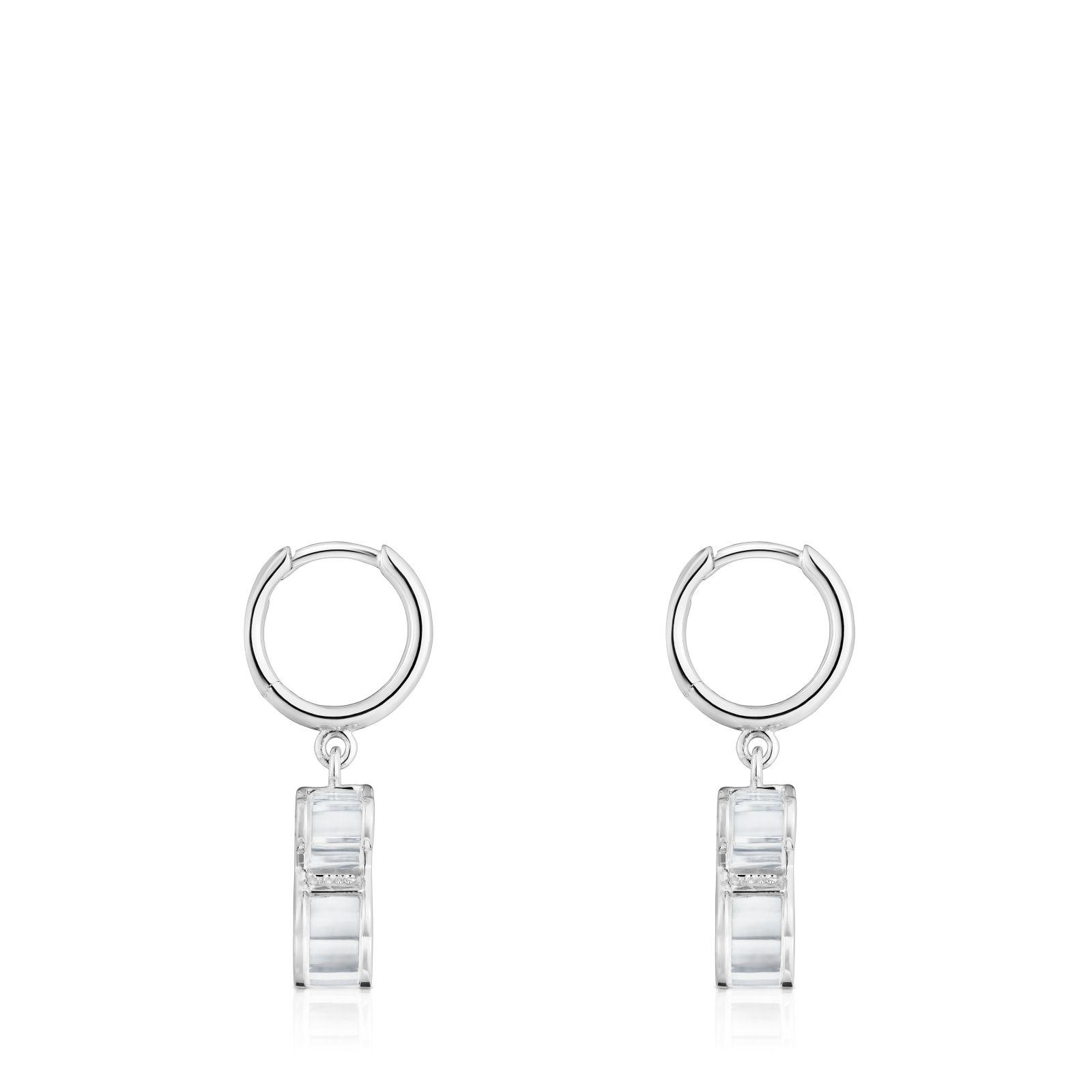 Pendientes aro de plata y metacrilato blanco Galaxy-2