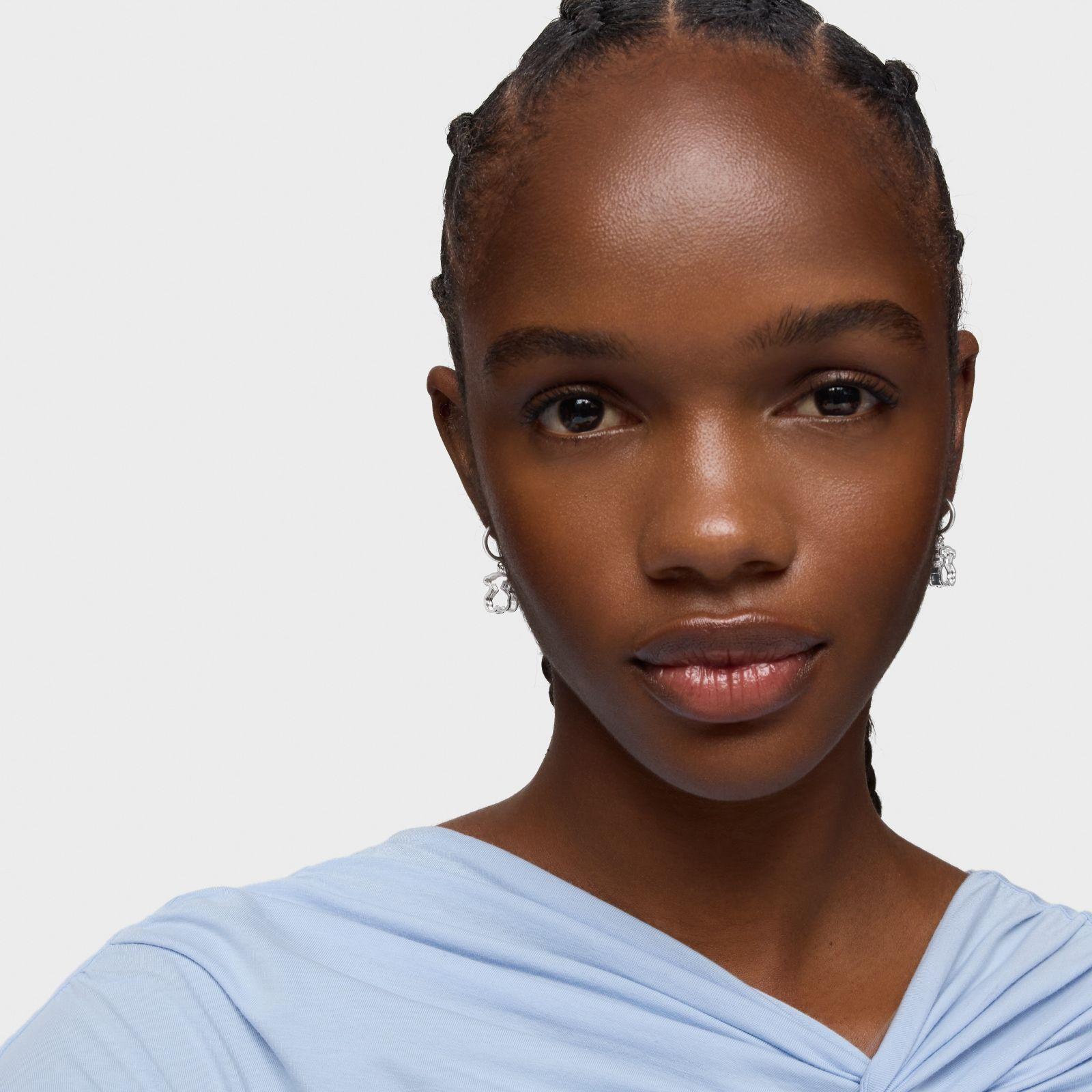 Pendientes aro de plata y metacrilato blanco Galaxy-4