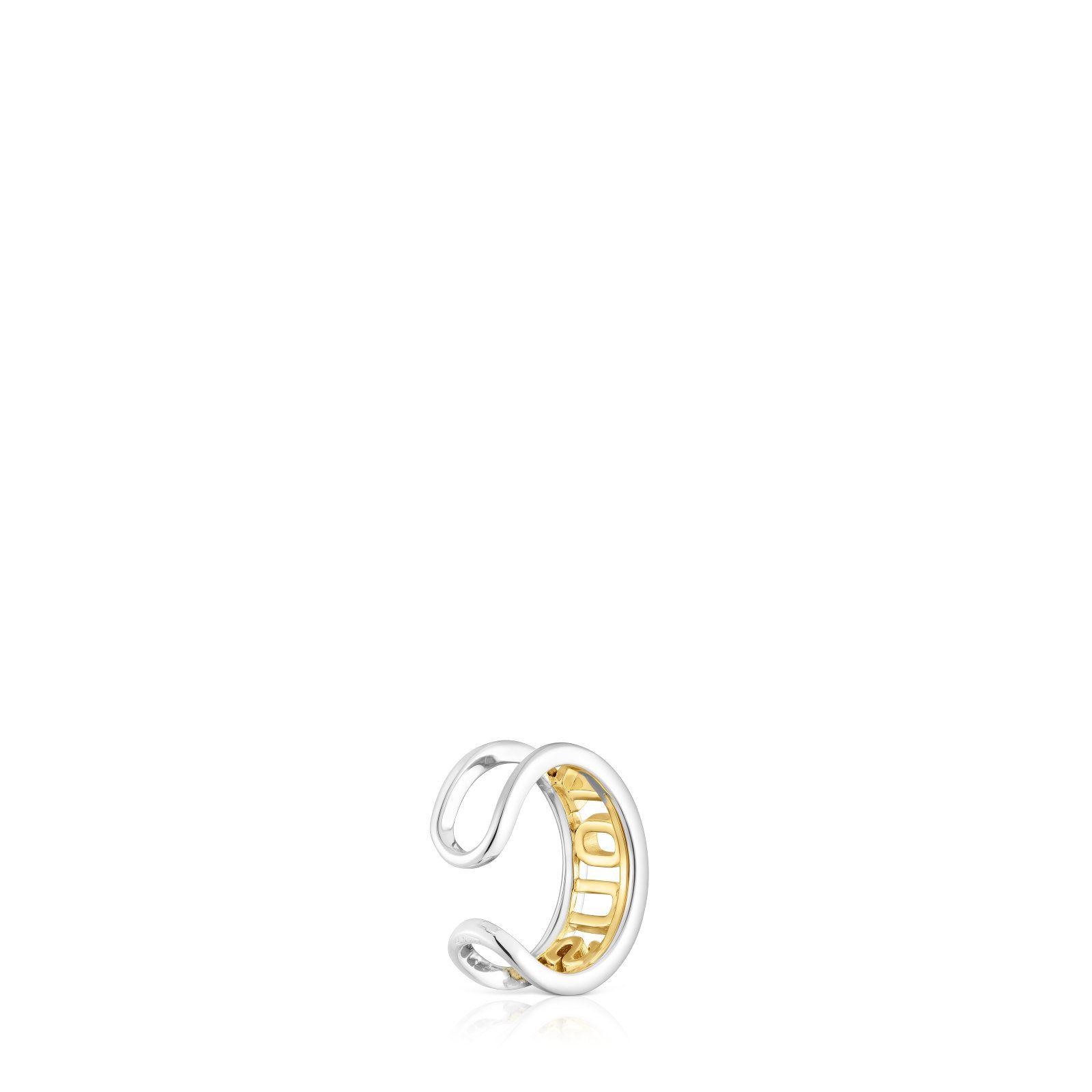 Pendiente Earcuff de plata y plata vermeil Logo Tous-2