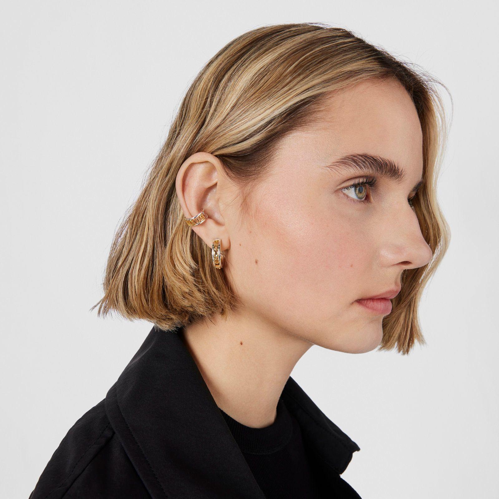 Pendiente Earcuff de plata y plata vermeil Logo Tous-3