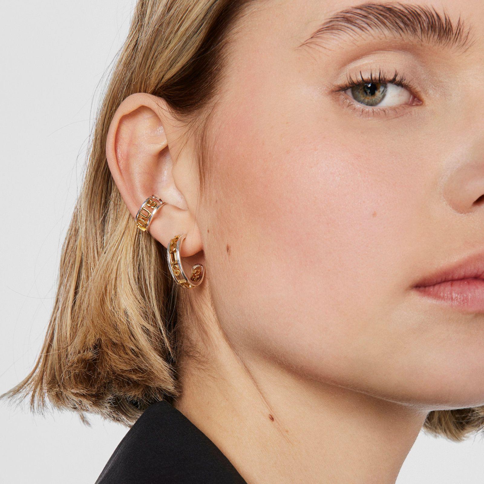 Pendiente Earcuff de plata y plata vermeil Logo Tous-4
