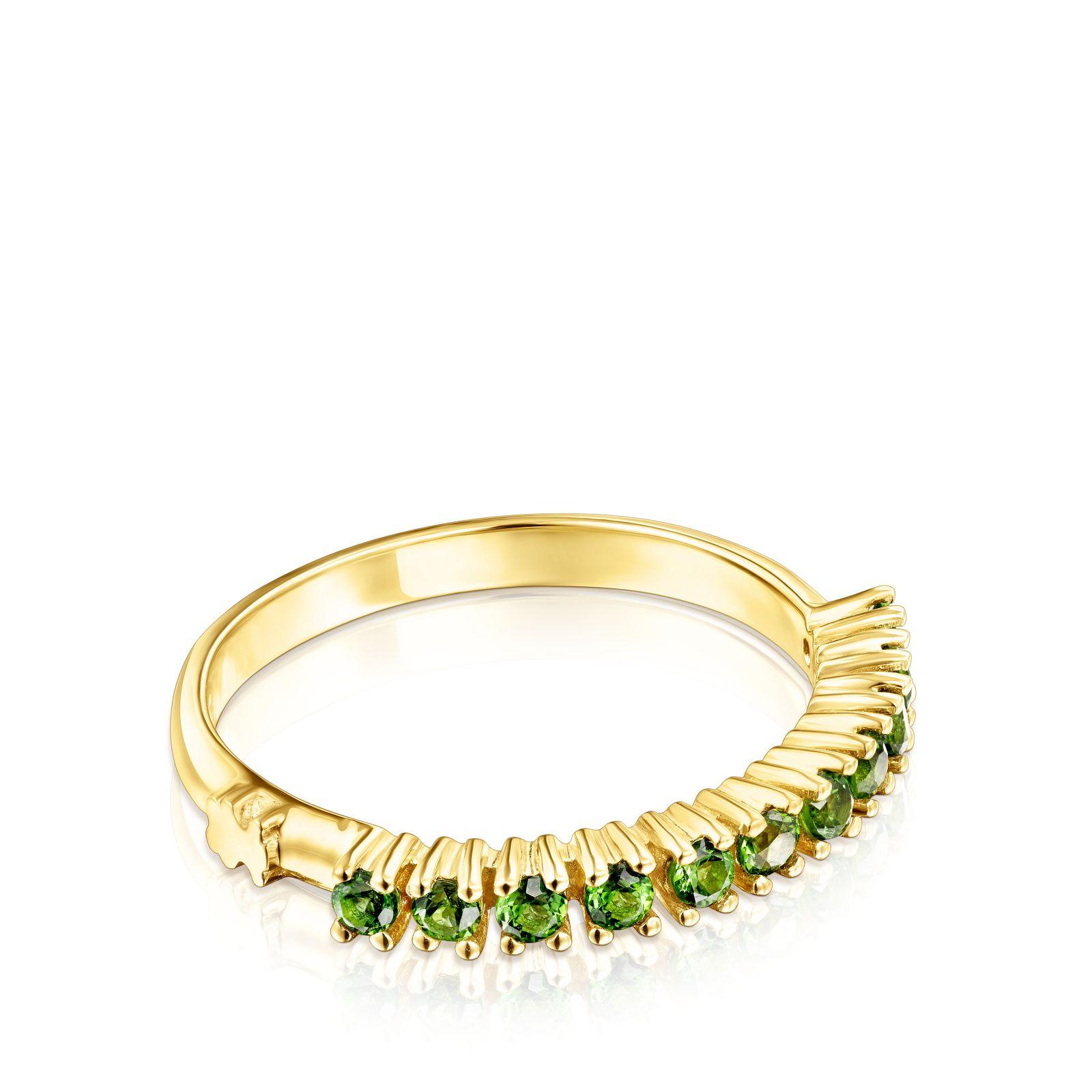 Anillo media alianza plata vermeil y cromodiópsido Straight-1