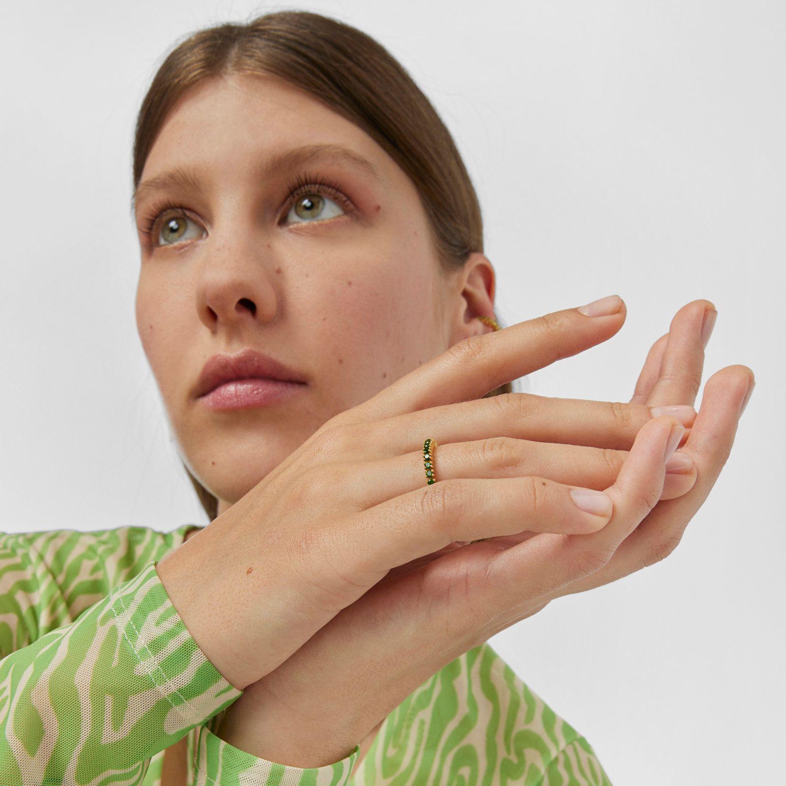 Anillo media alianza plata vermeil y cromodiópsido Straight-3