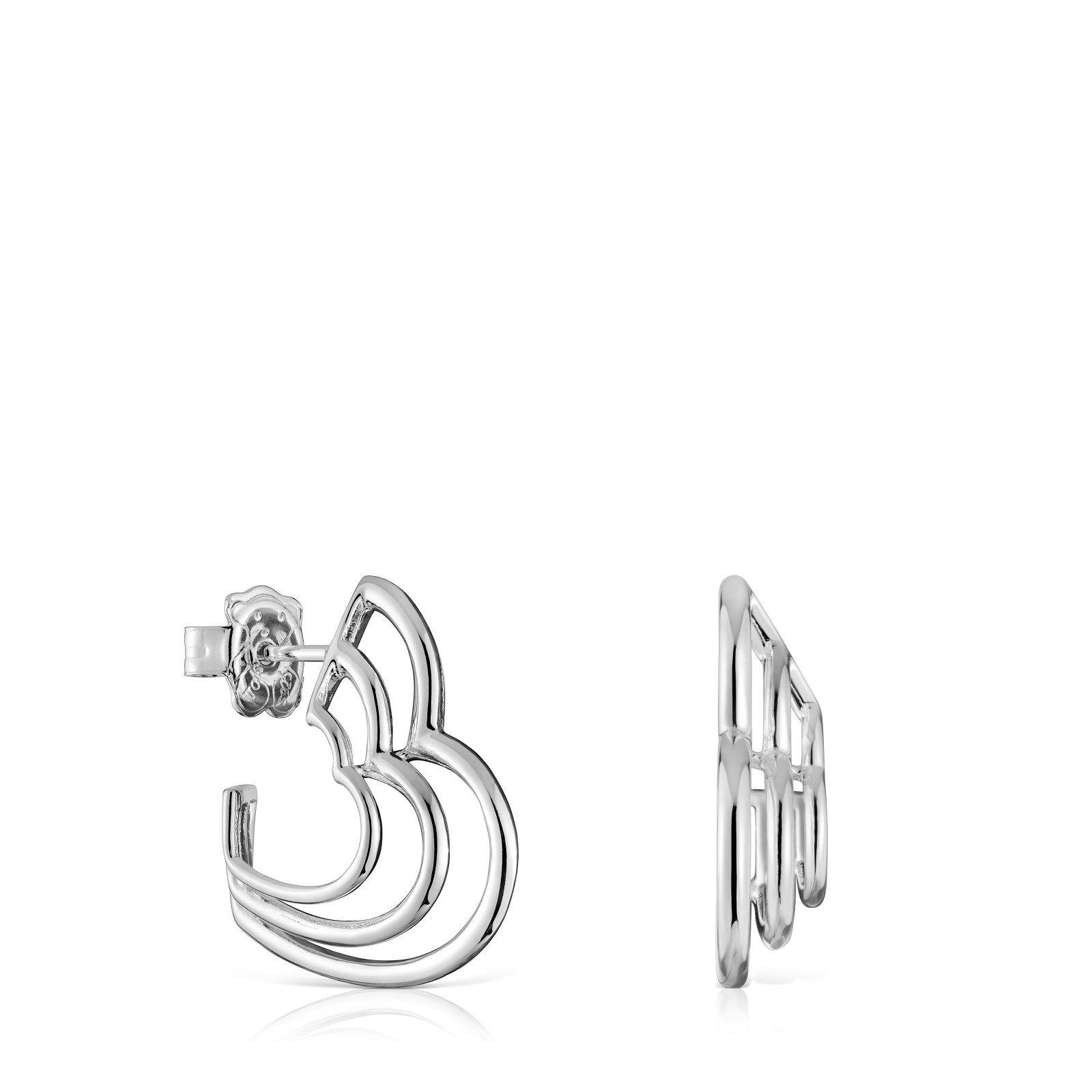 Aros pequeños triple corazón de plata Bickie-0