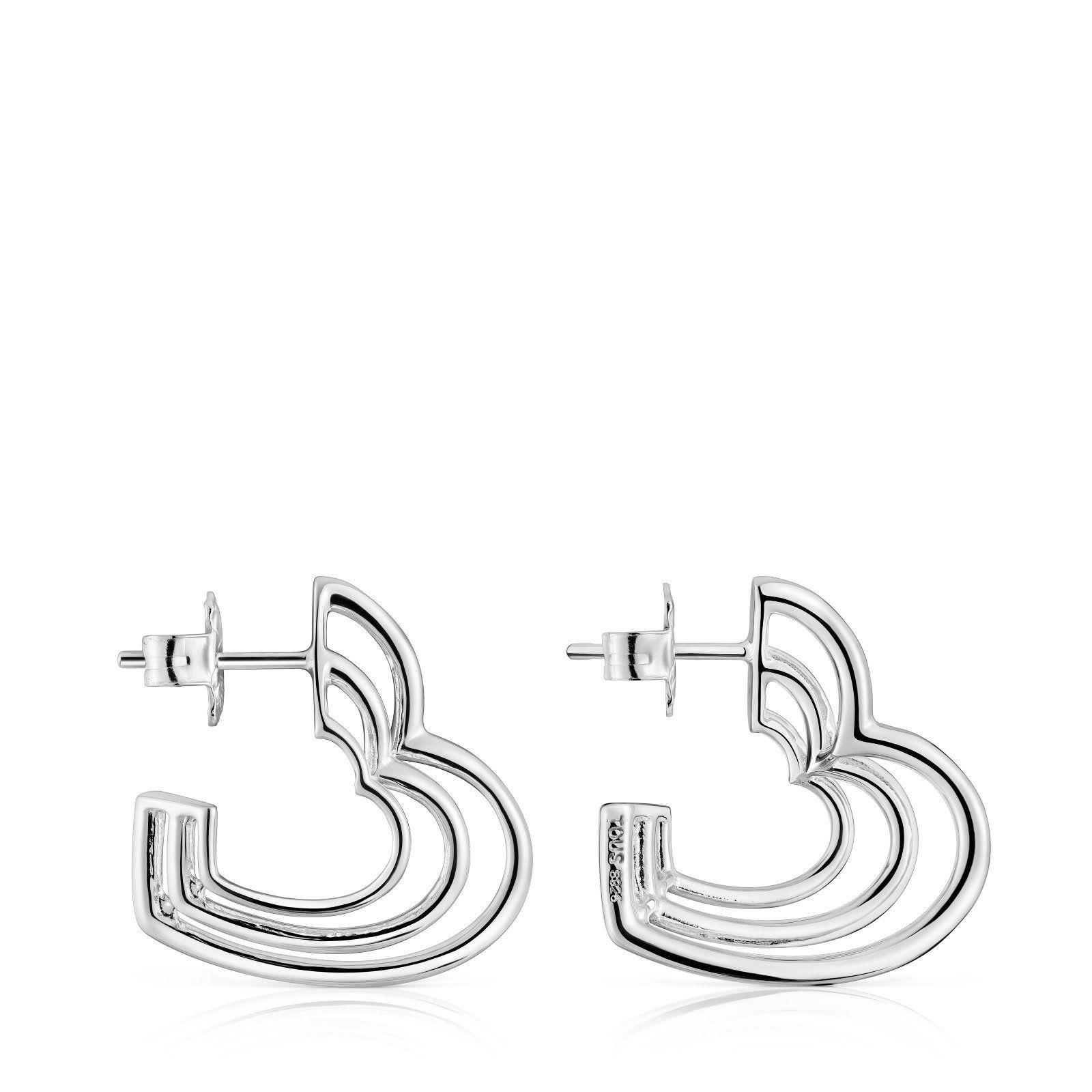 Aros pequeños triple corazón de plata Bickie-1