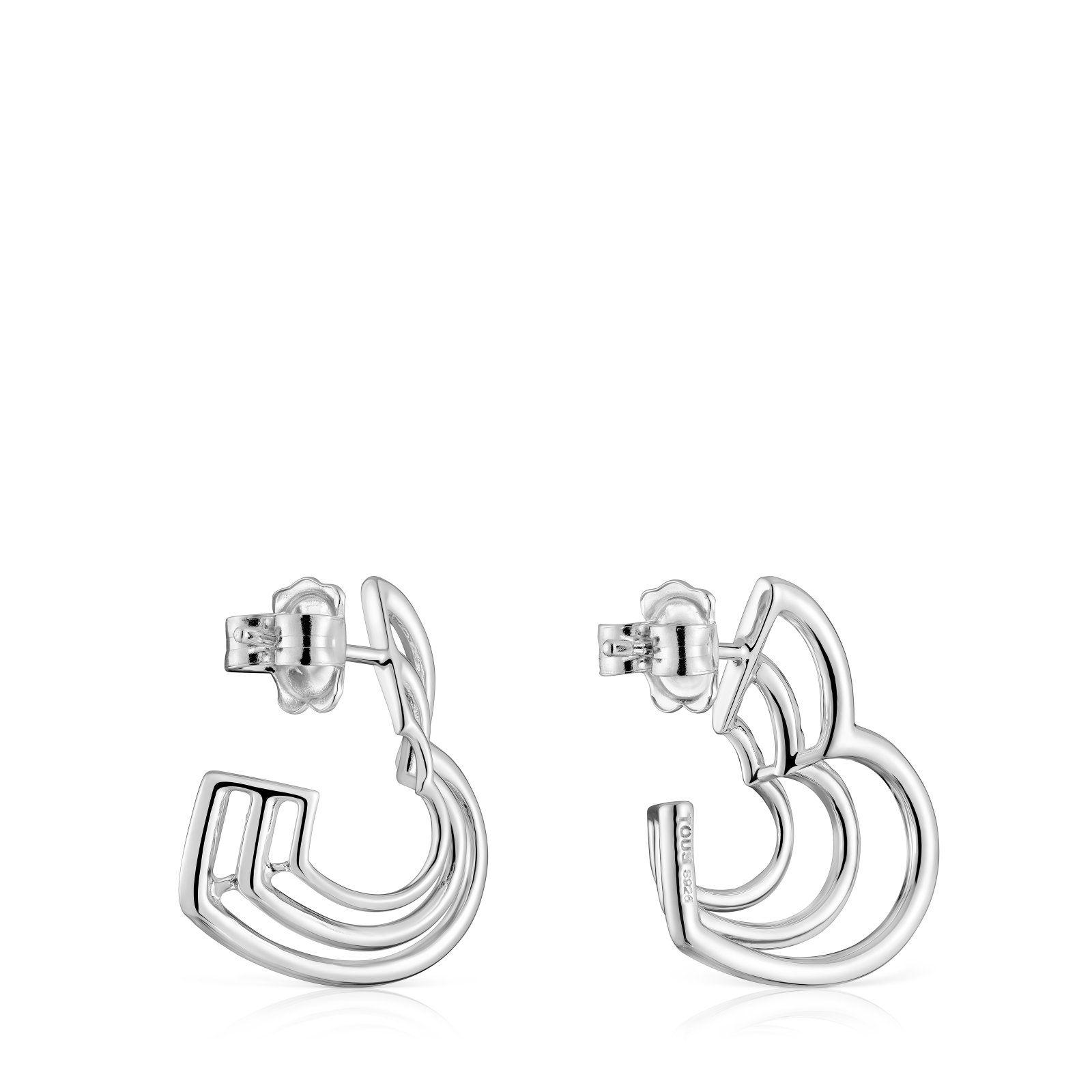 Aros pequeños triple corazón de plata Bickie-2