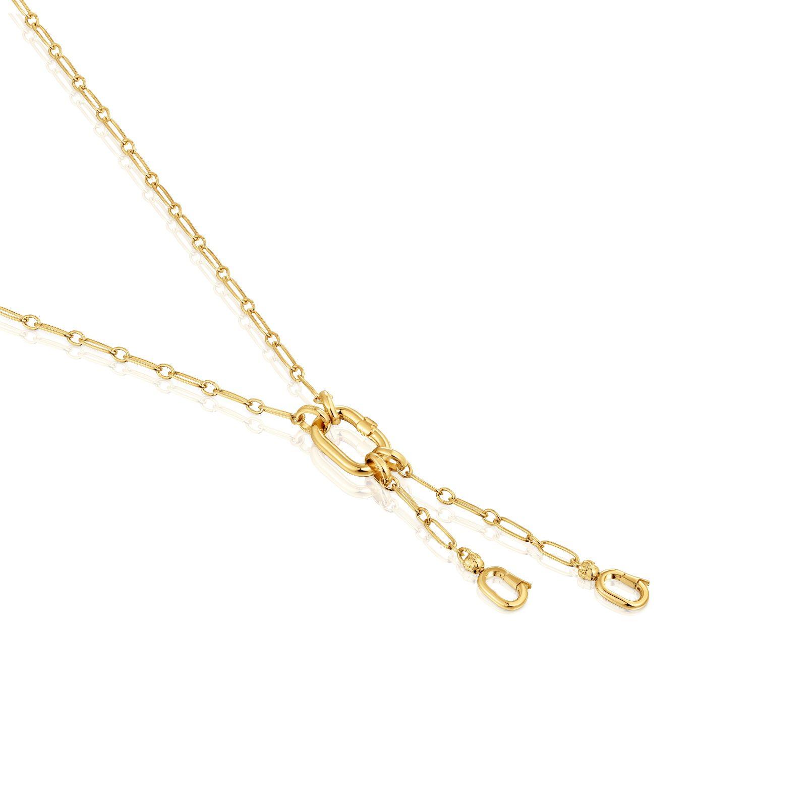 Collar corto oro 18 kt c/colgante doble y anilla Hold Oval-2