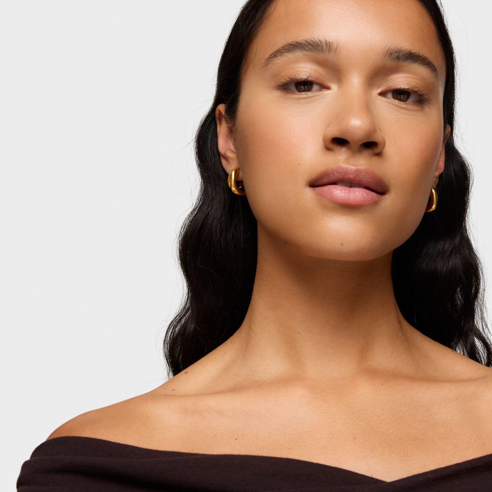 Aros doble aro con baño de oro 18 kt sobre plata Line-3