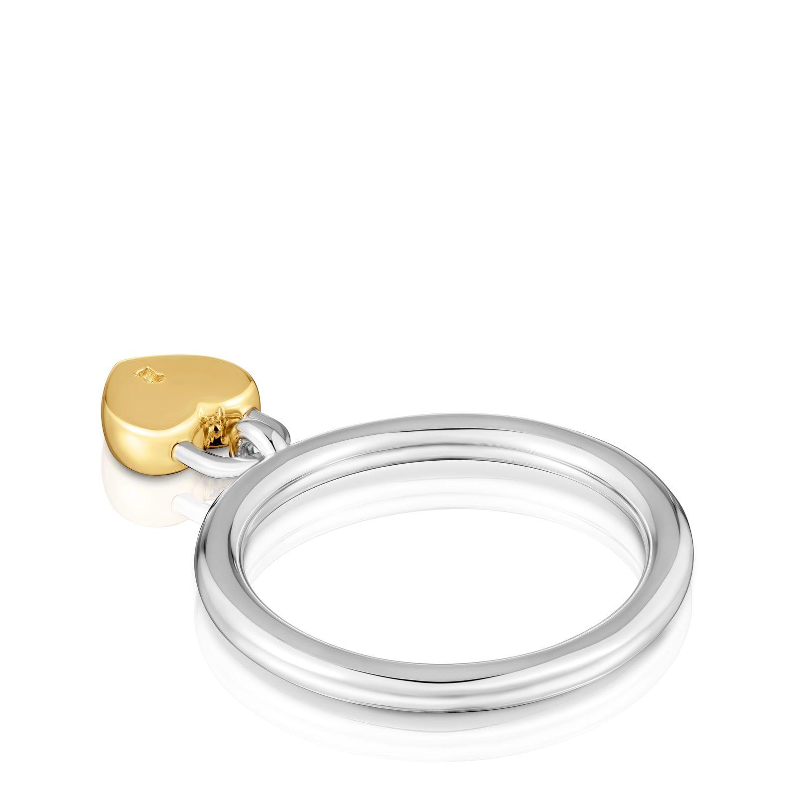 Anillo bicolor motivo corazón candado TOUS Unlock-1