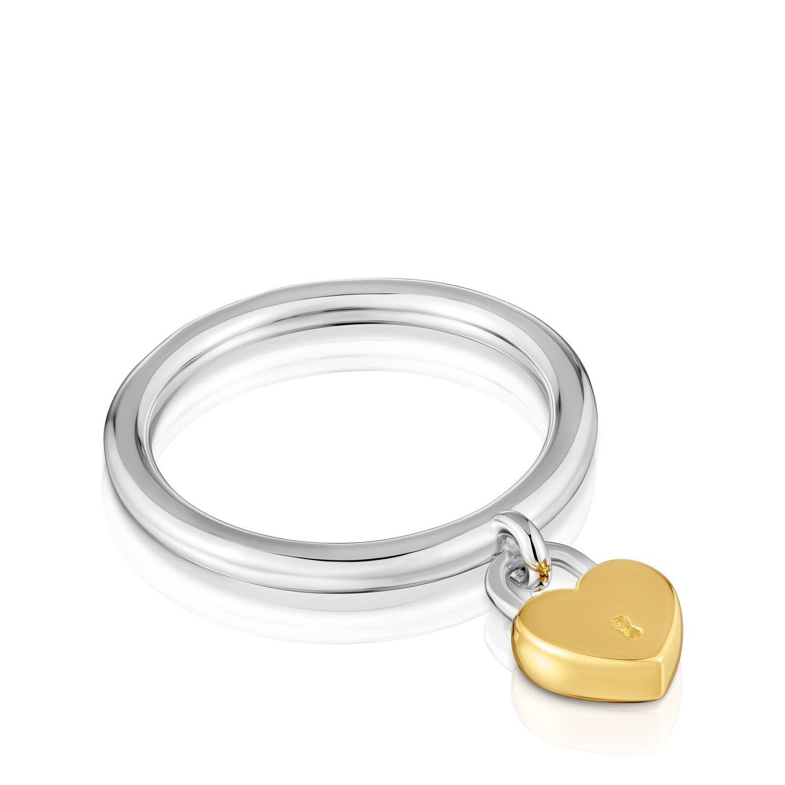 Anillo bicolor motivo corazón candado TOUS Unlock-2