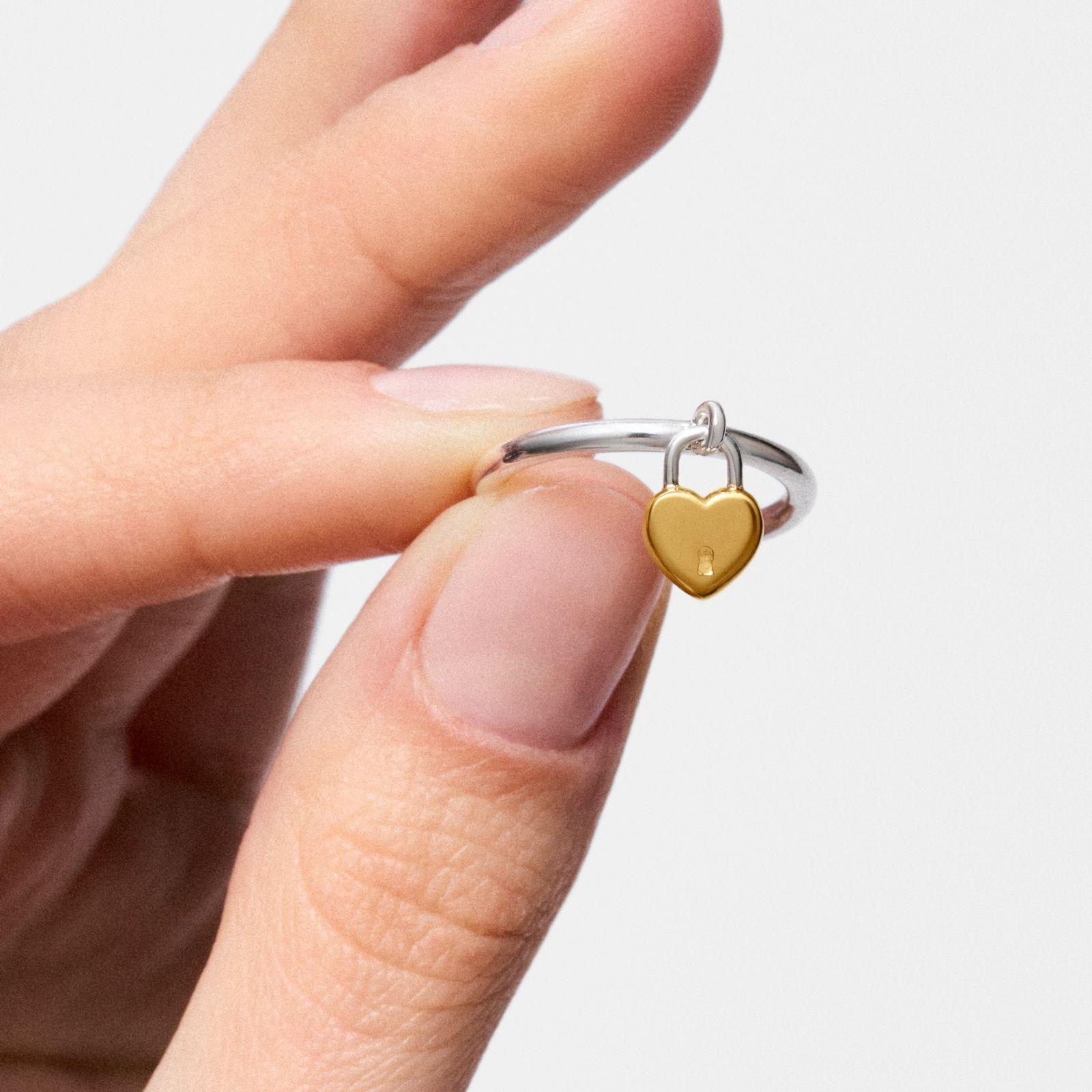 Anillo bicolor motivo corazón candado TOUS Unlock-3