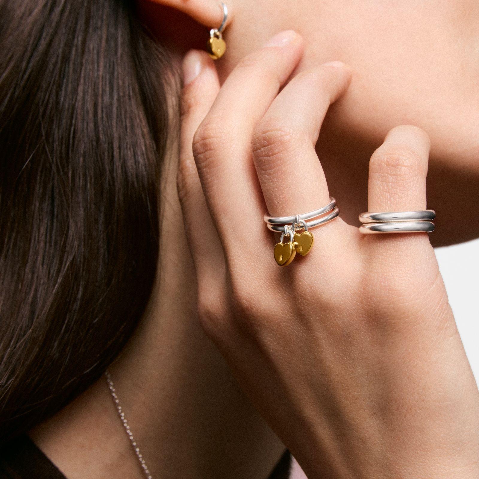 Anillo bicolor motivo corazón candado TOUS Unlock-5