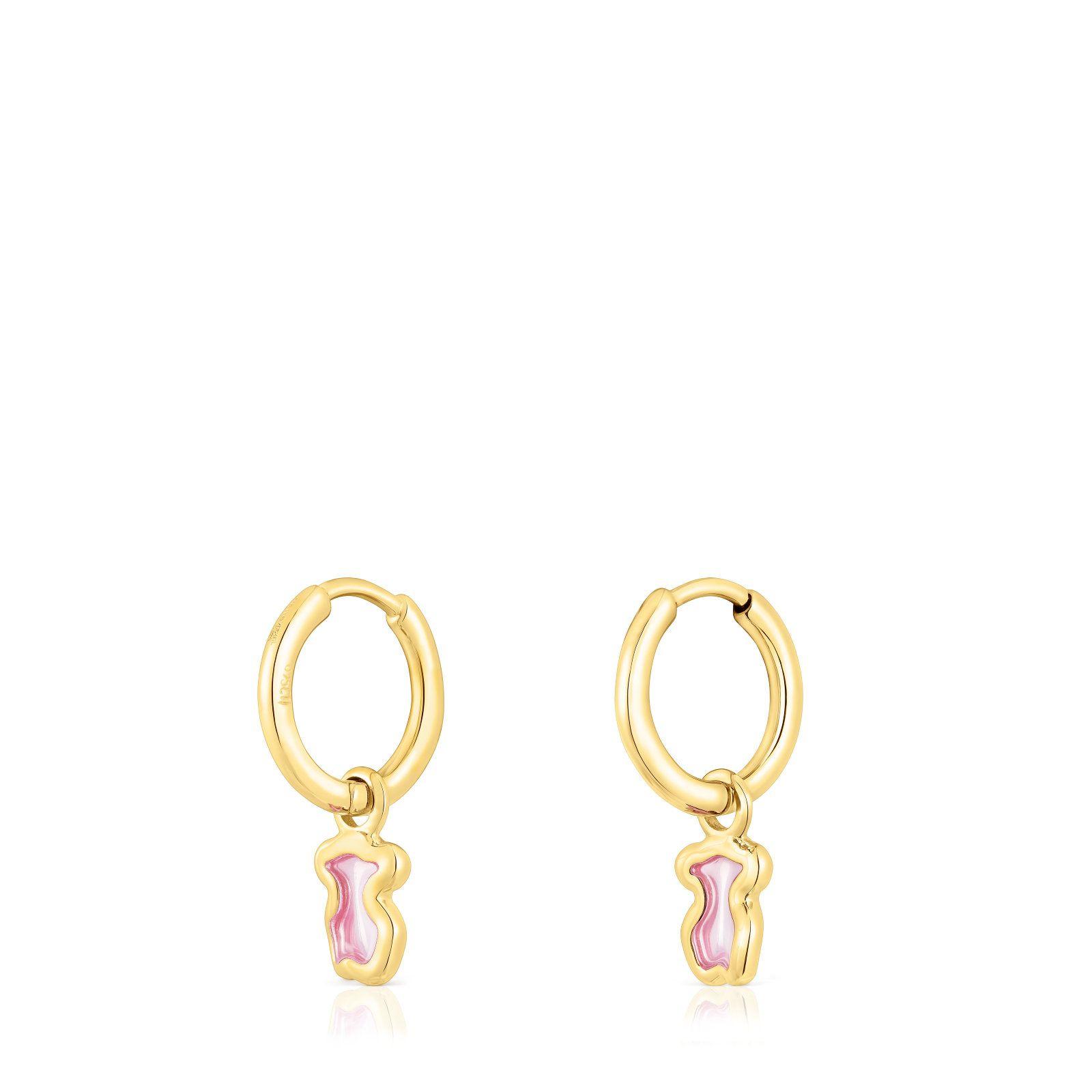 Aros aro de plata vermeil oso rosa Gregal Tous-2
