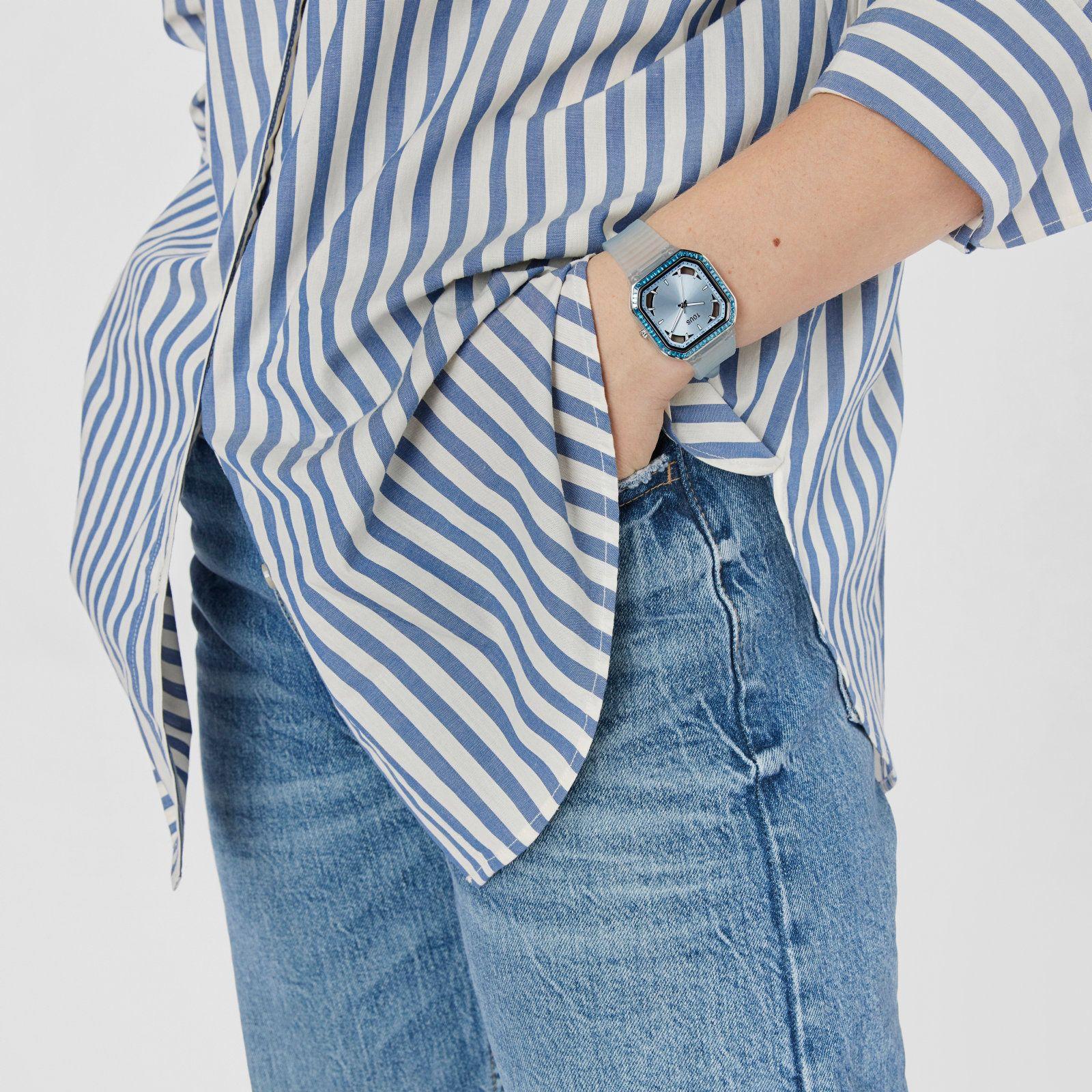 Reloj analógico celeste de acero con zirconitas Gleam Fresh-5