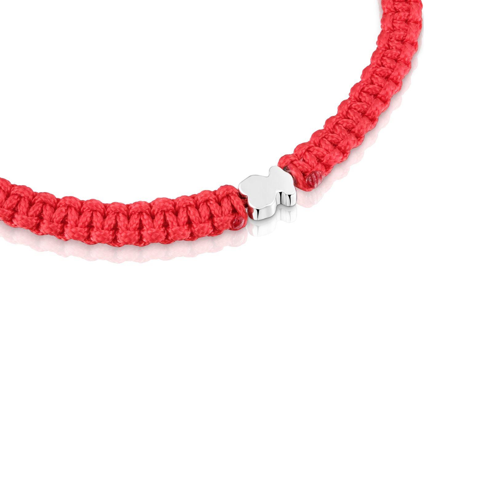 Pulsera oso de plata y nylon rojo TOUS Motivos-1