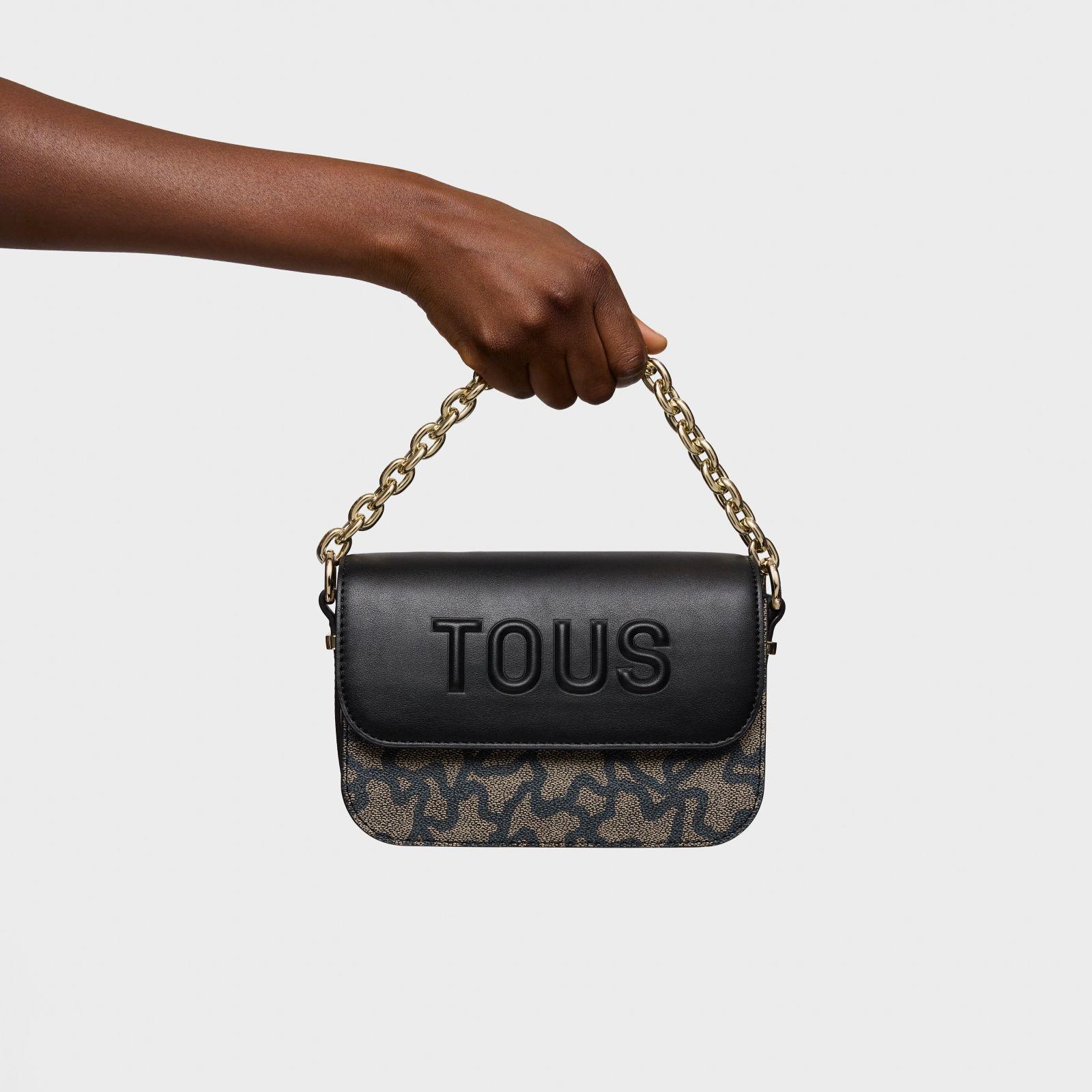 Bandolera pequeña negra y beige Chain Kaos Icon-5