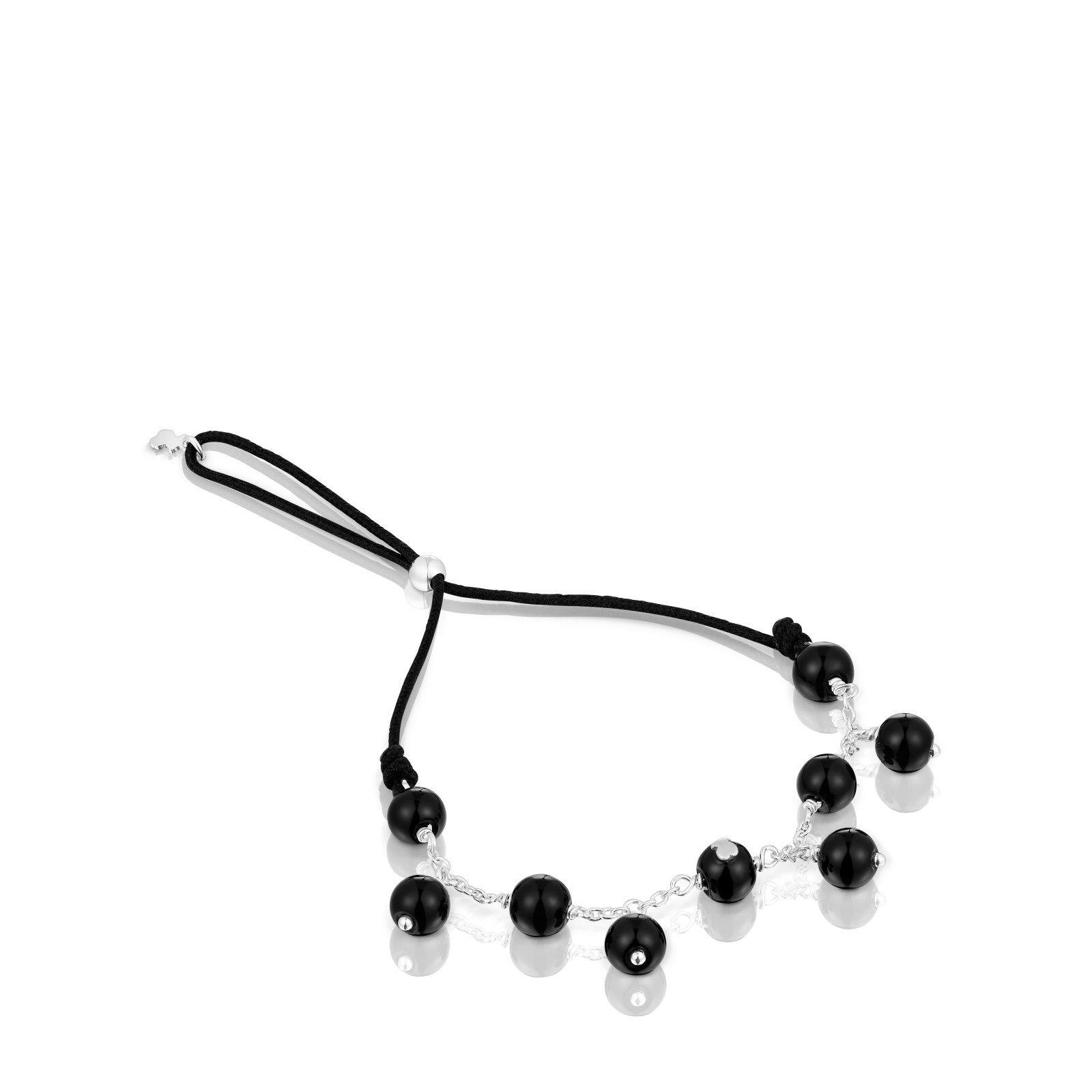 Pulsera de plata, ónix y nylon negro Icon Glass Tous-0