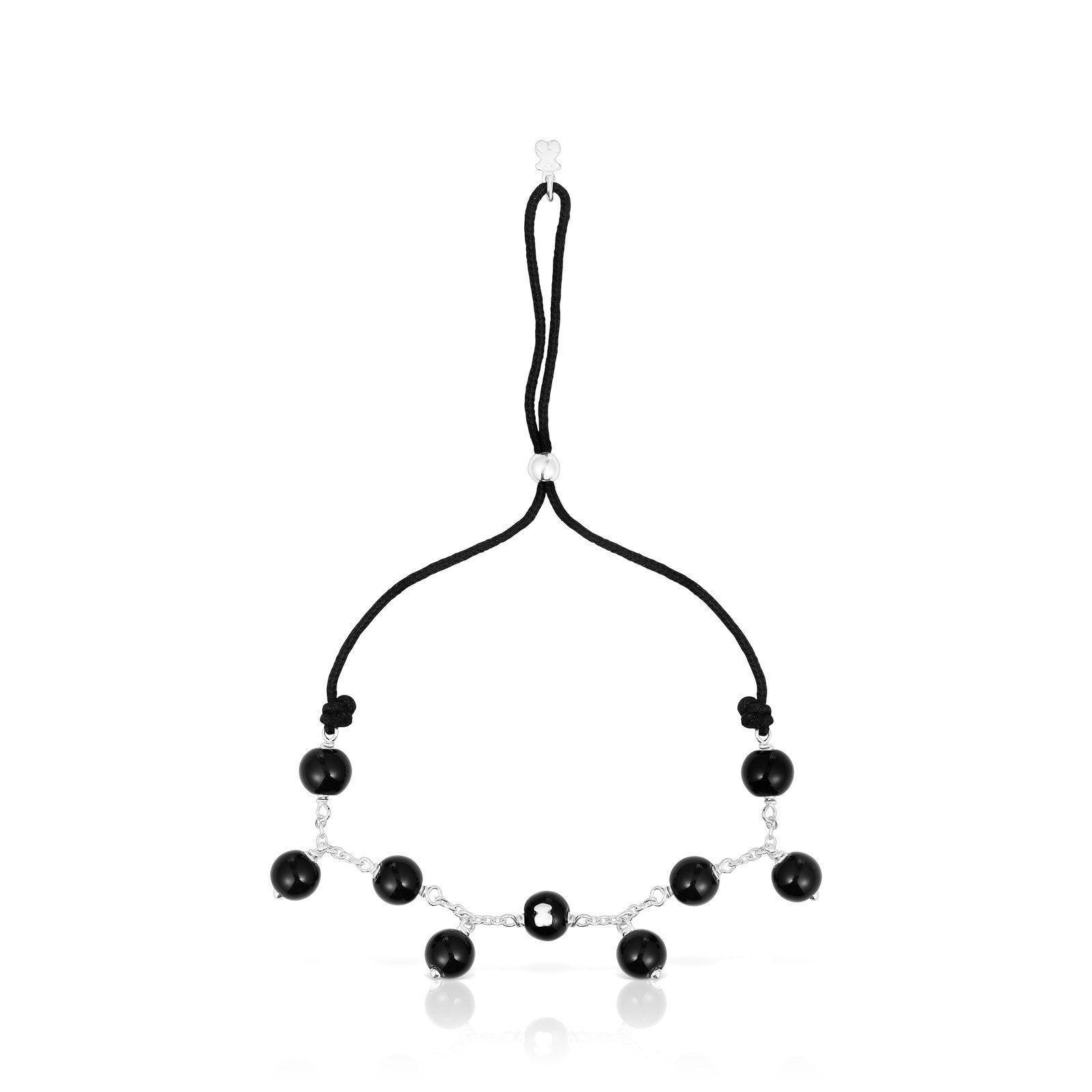 Pulsera de plata, ónix y nylon negro Icon Glass Tous-1