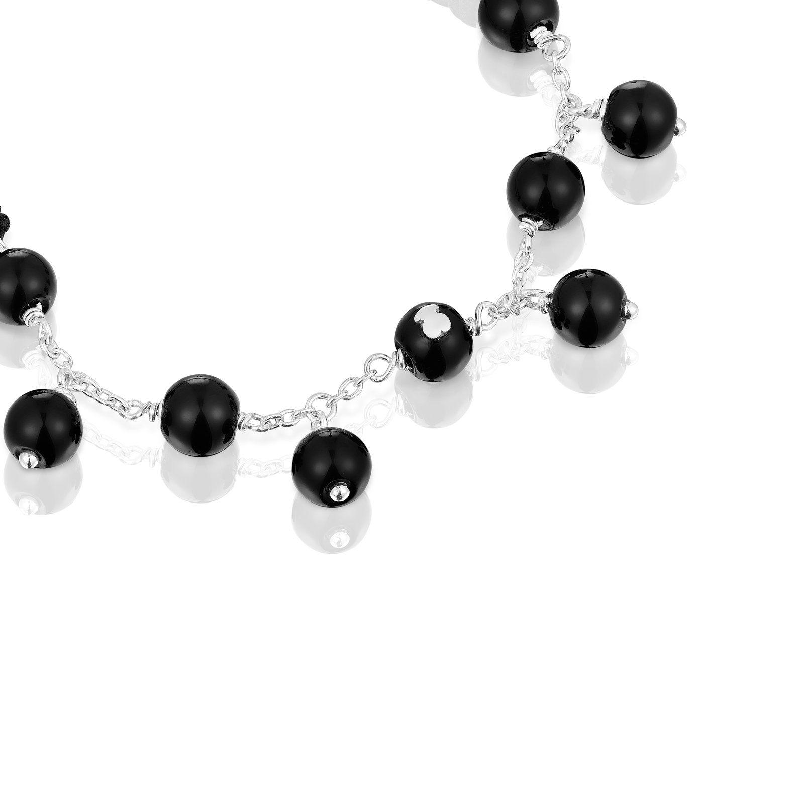Pulsera de plata, ónix y nylon negro Icon Glass Tous-2