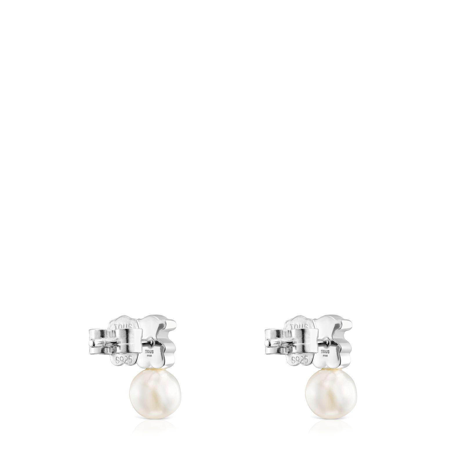 Pendientes oso de plata y perla cultivada de agua dulce 11 mm Sweet Dolls-2