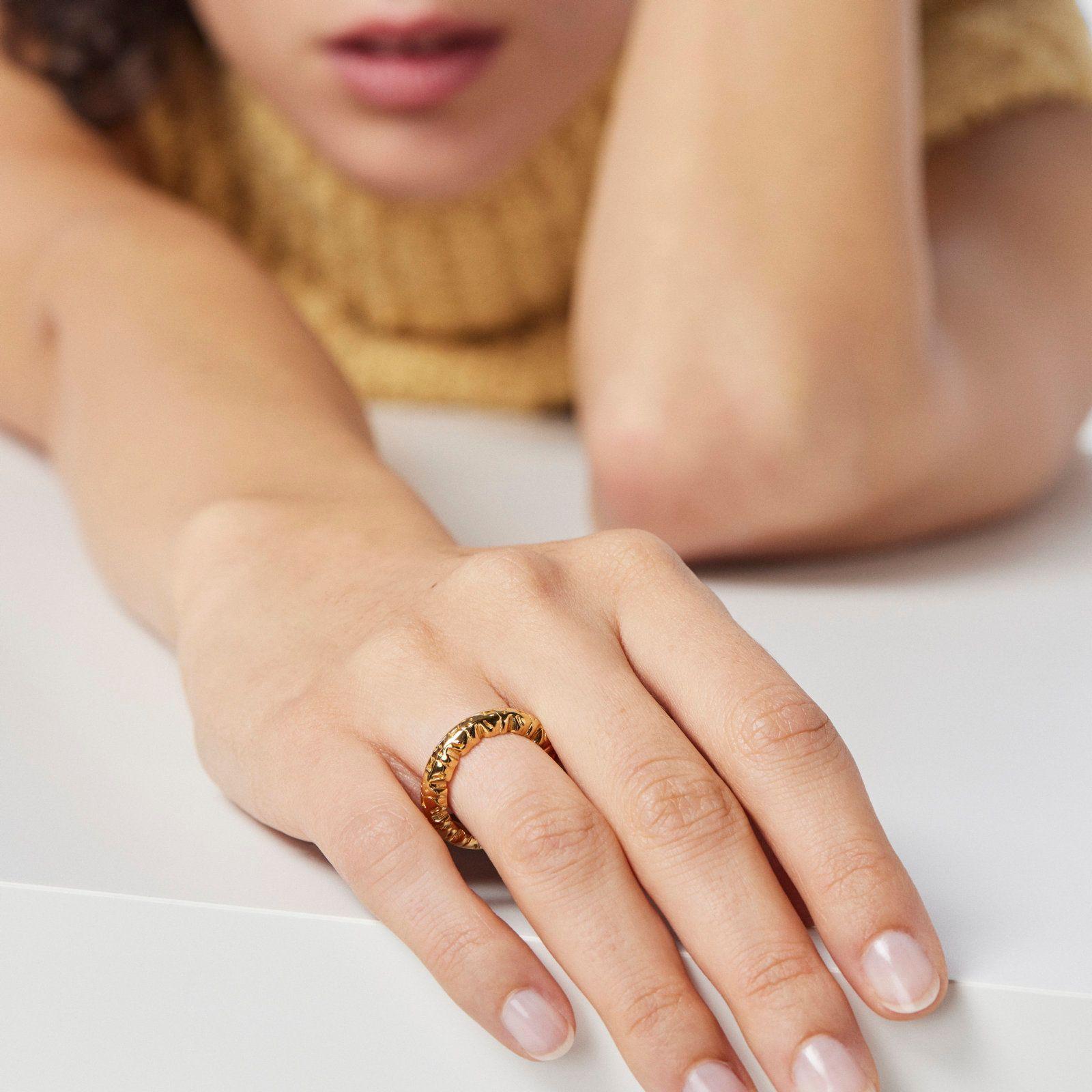 Anillo con baño de oro 18 kt sobre plata motivos oso-4