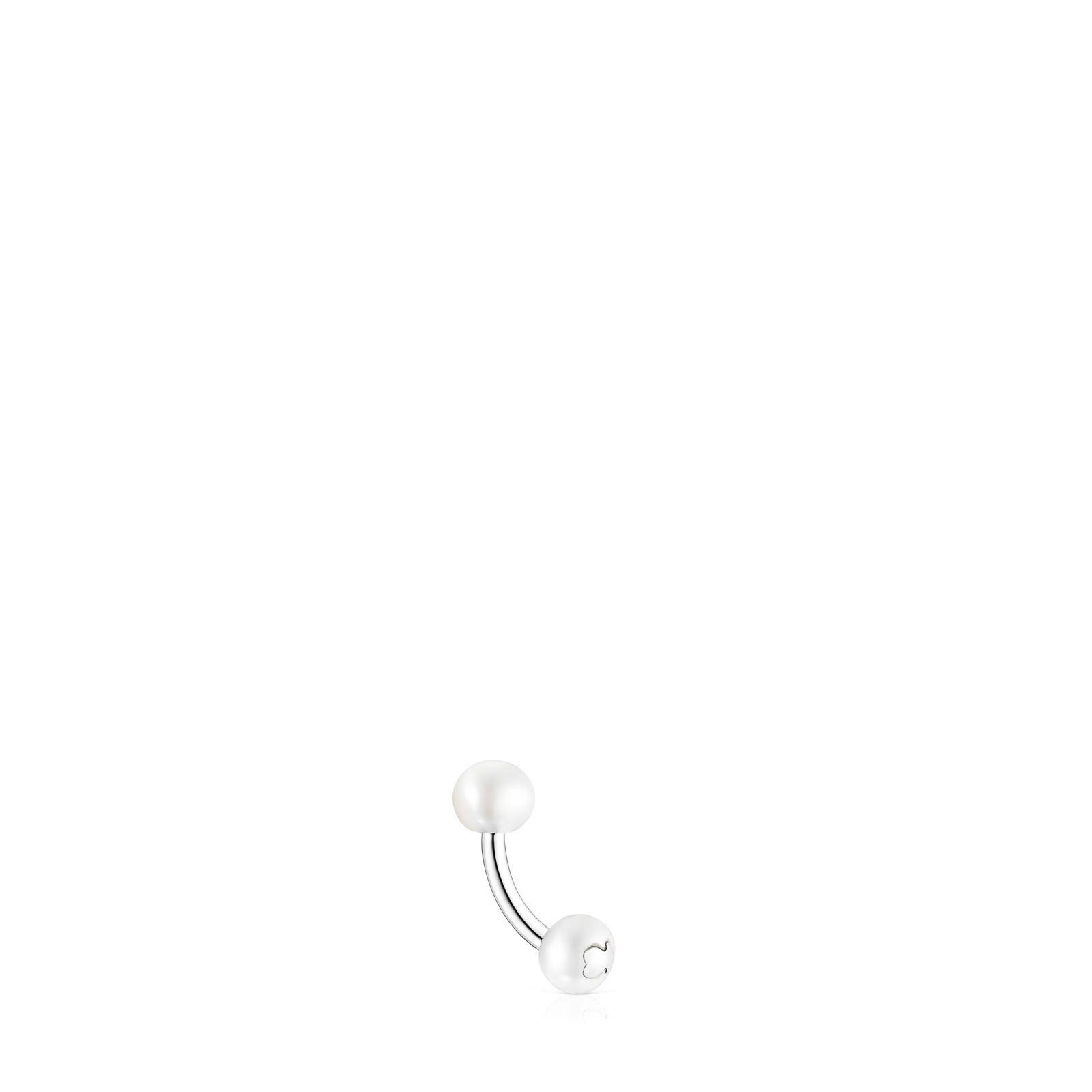Aro Piercing de oreja de acero y perlas TOUS Pearl-1
