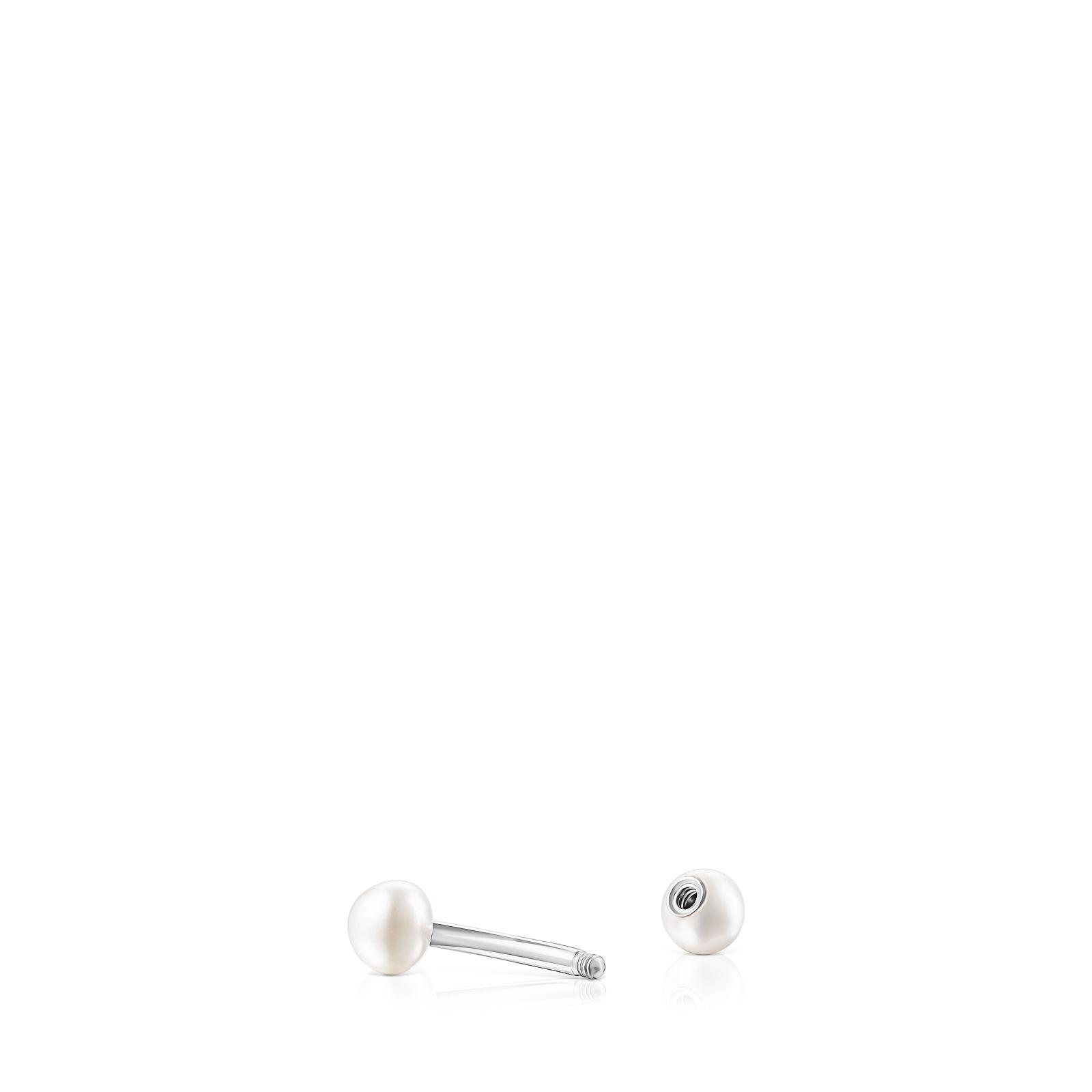Aro Piercing de oreja de acero y perlas TOUS Pearl-4
