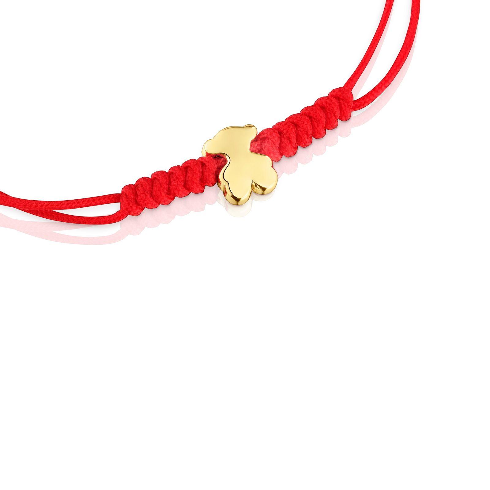 Pulsera de oro motivo oso y nylon en color rojo Sweet Dolls-2