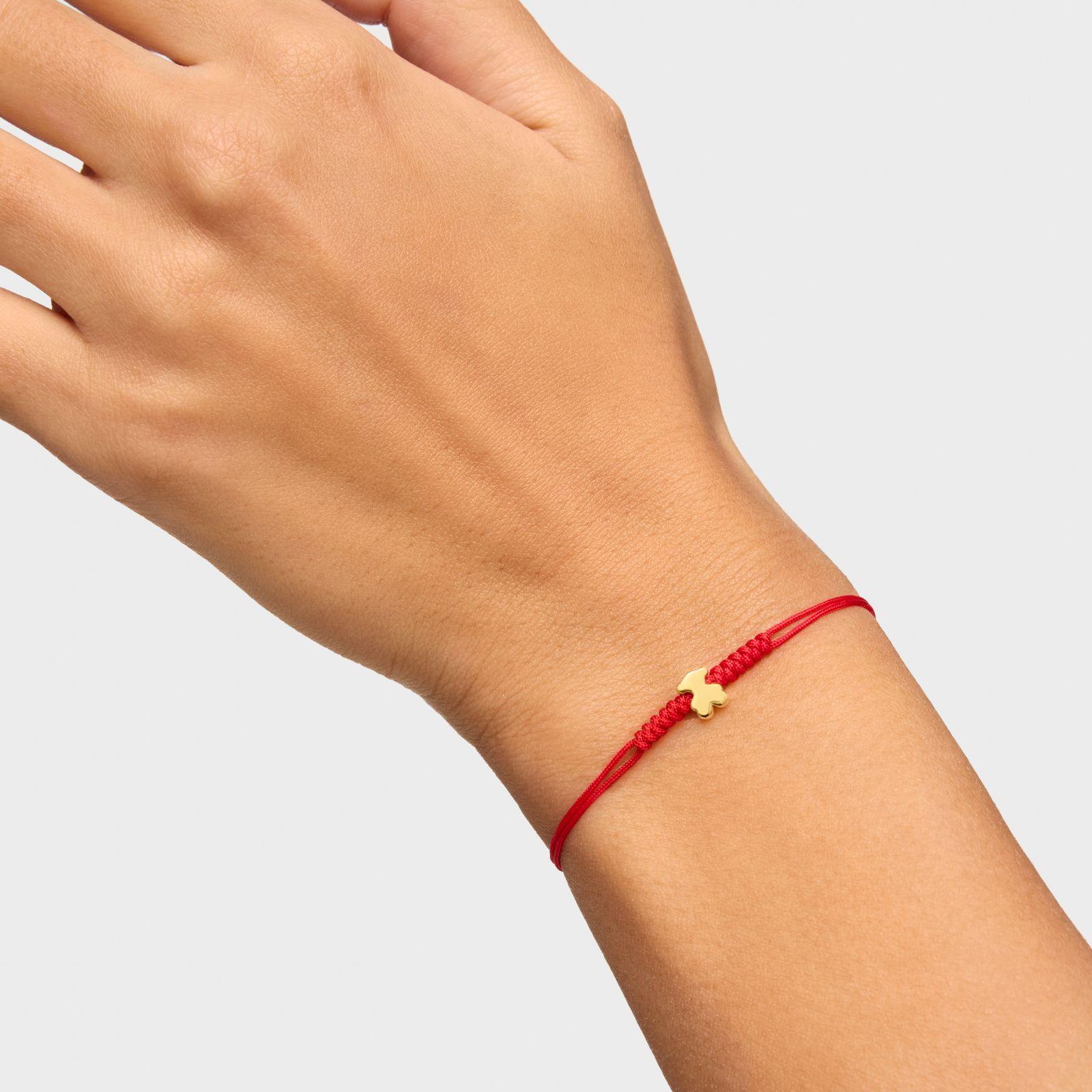 Pulsera de oro motivo oso y nylon en color rojo Sweet Dolls-5