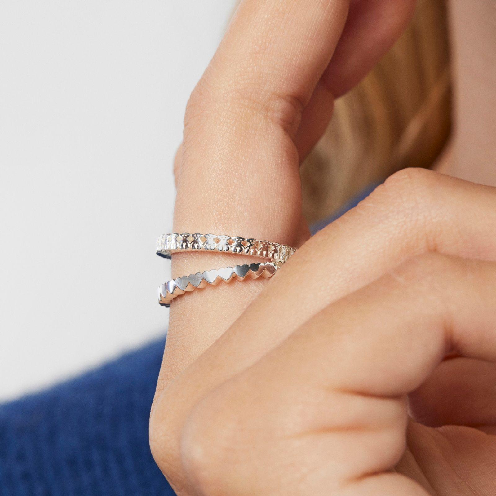 Anillo doble de plata motivos corazón Straight-5